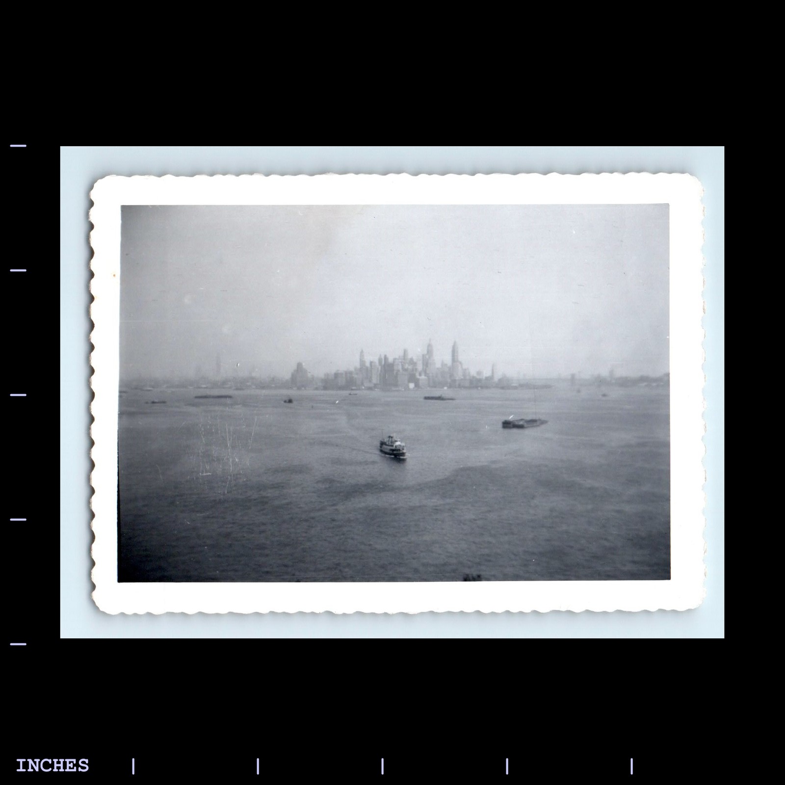 Old Vintage Photo NEW YORK HARBOR CITY SKYLINE LANDSCAPE