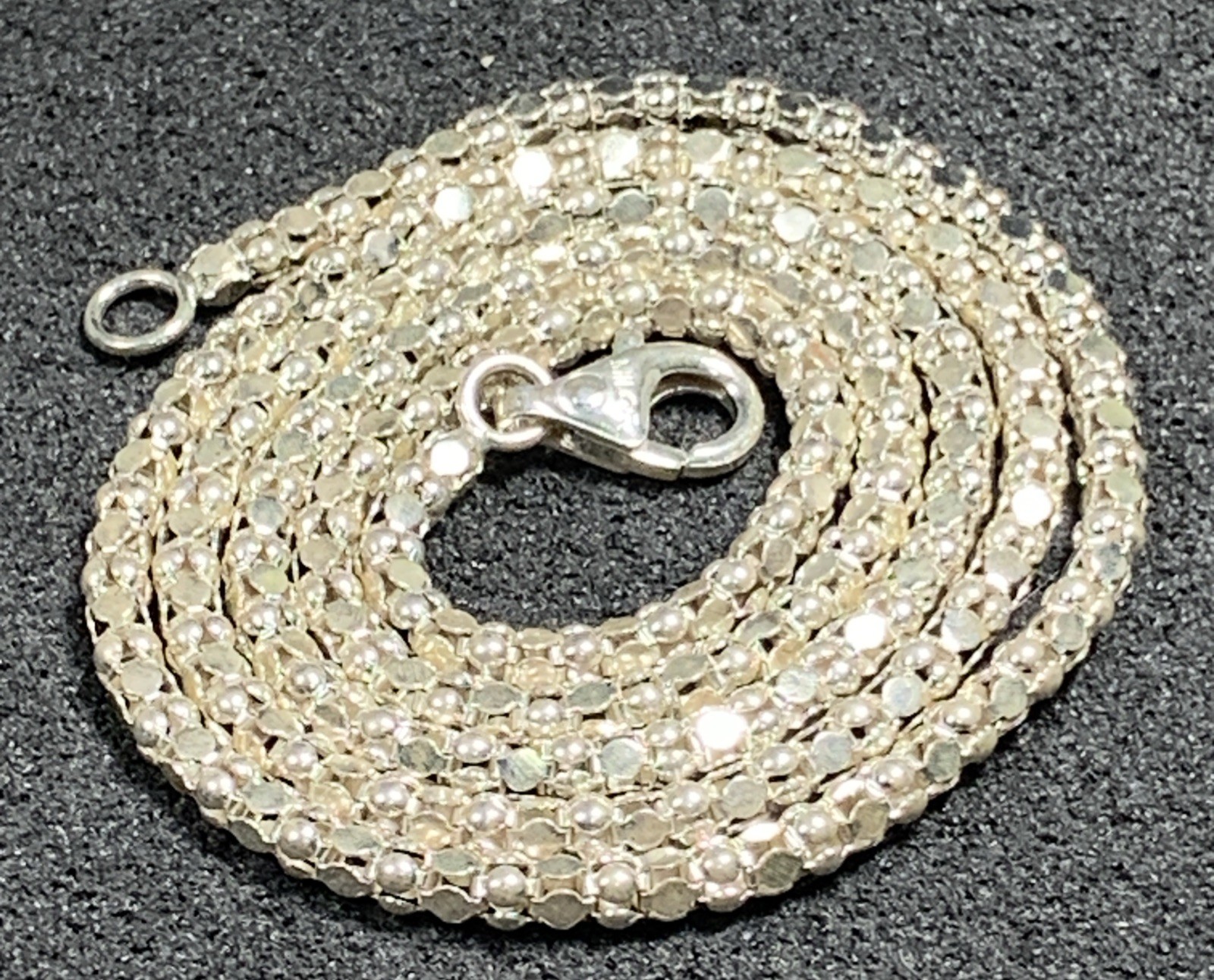 Milor Italy 950  Silver  Popcorn Chain Necklace, 19” Lobster Clasp, 7gr