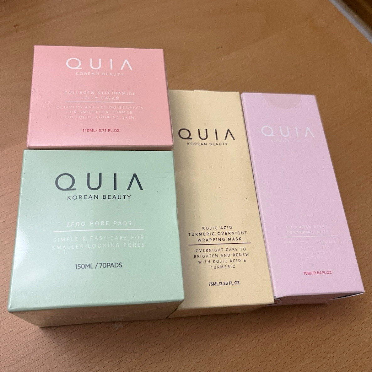 QUIA Korean Beauty Skincare Set: Cream, Pads & Masks (Lot of 4)