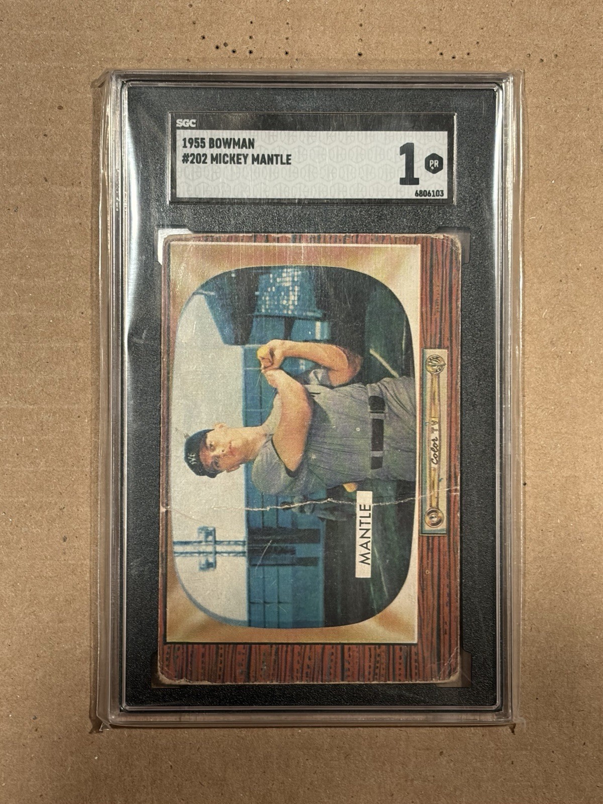 1955 Bowman - #202 Mickey Mantle - SGC 1 NY Yankees