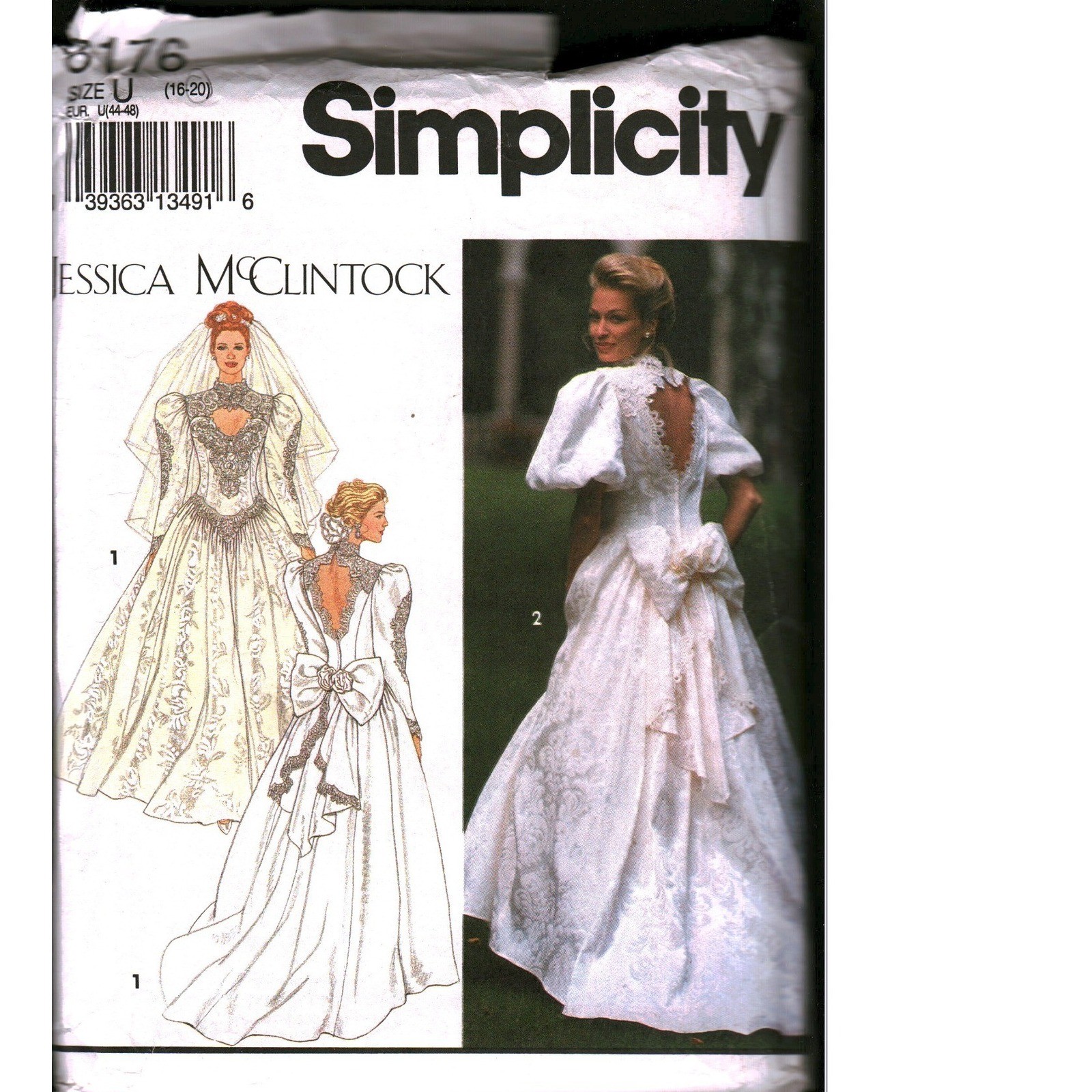 Simplicity 8176 Jessica McClintock Wedding Dress Sewing Pattern Size 16-20 cut