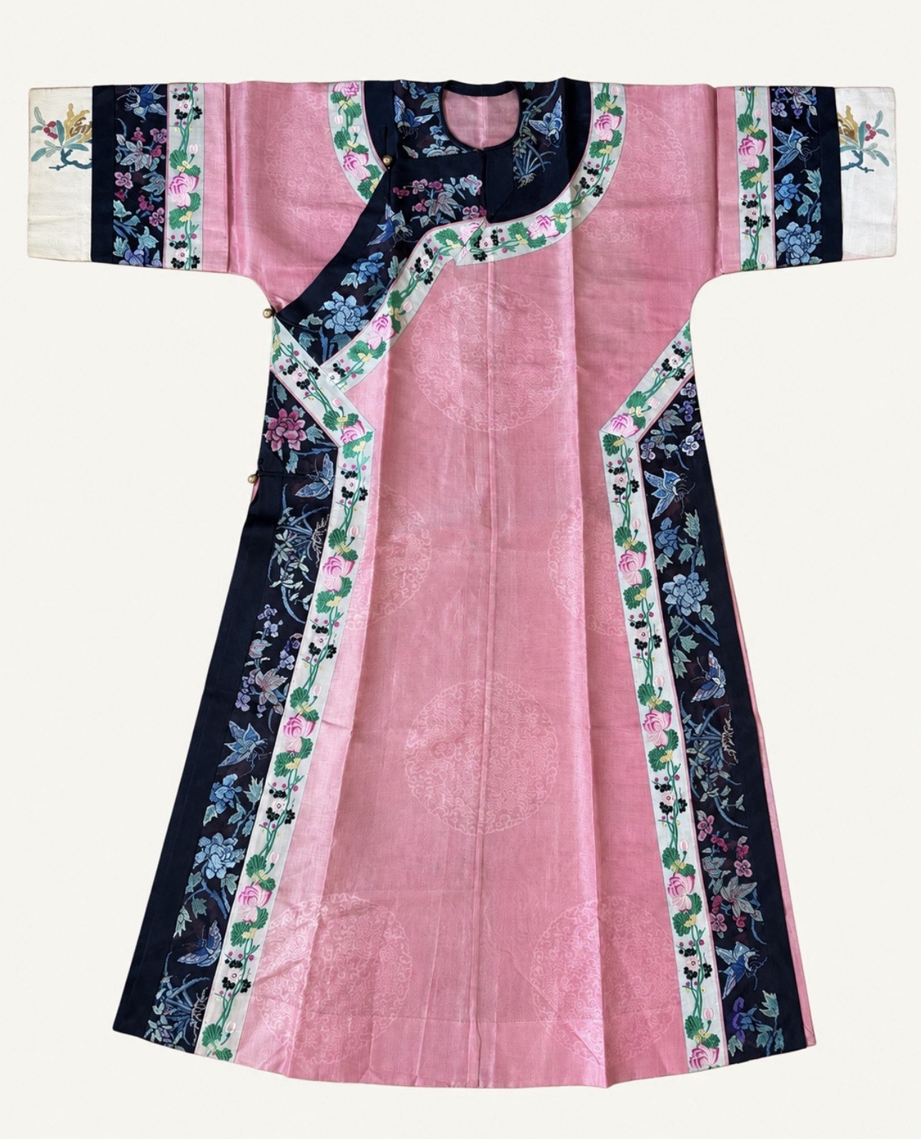 Antique Chinese Silk Gauze Embroidered Summer Robe 