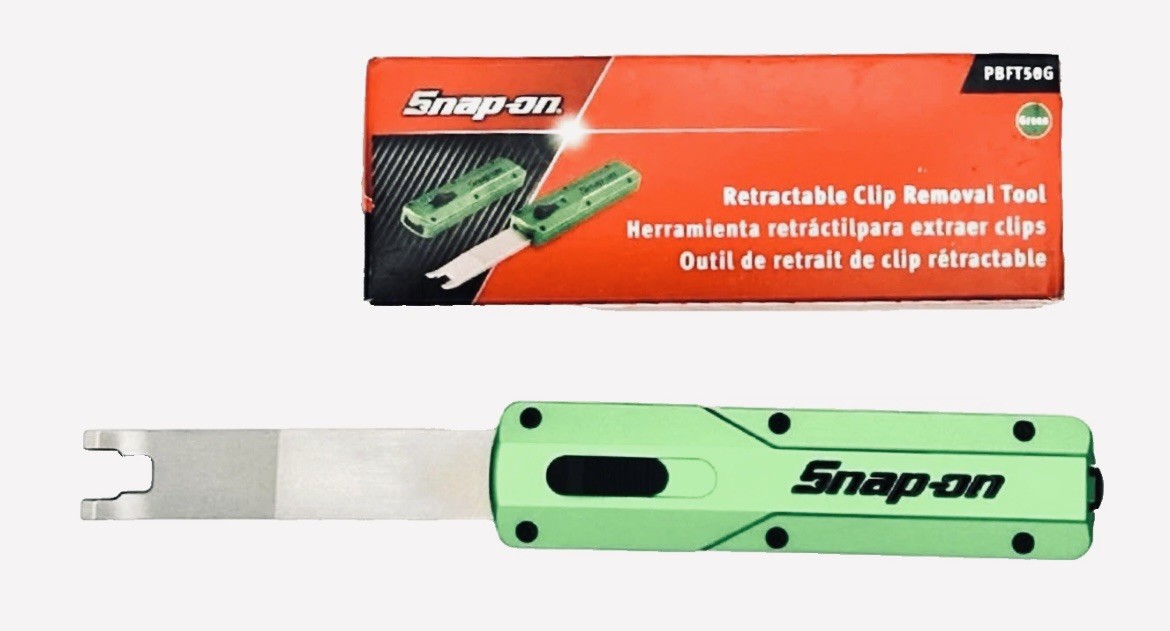 NEW Snap-on Tools PBFT50G *GREEN* Out The Front Retractable Clip Removal Tool