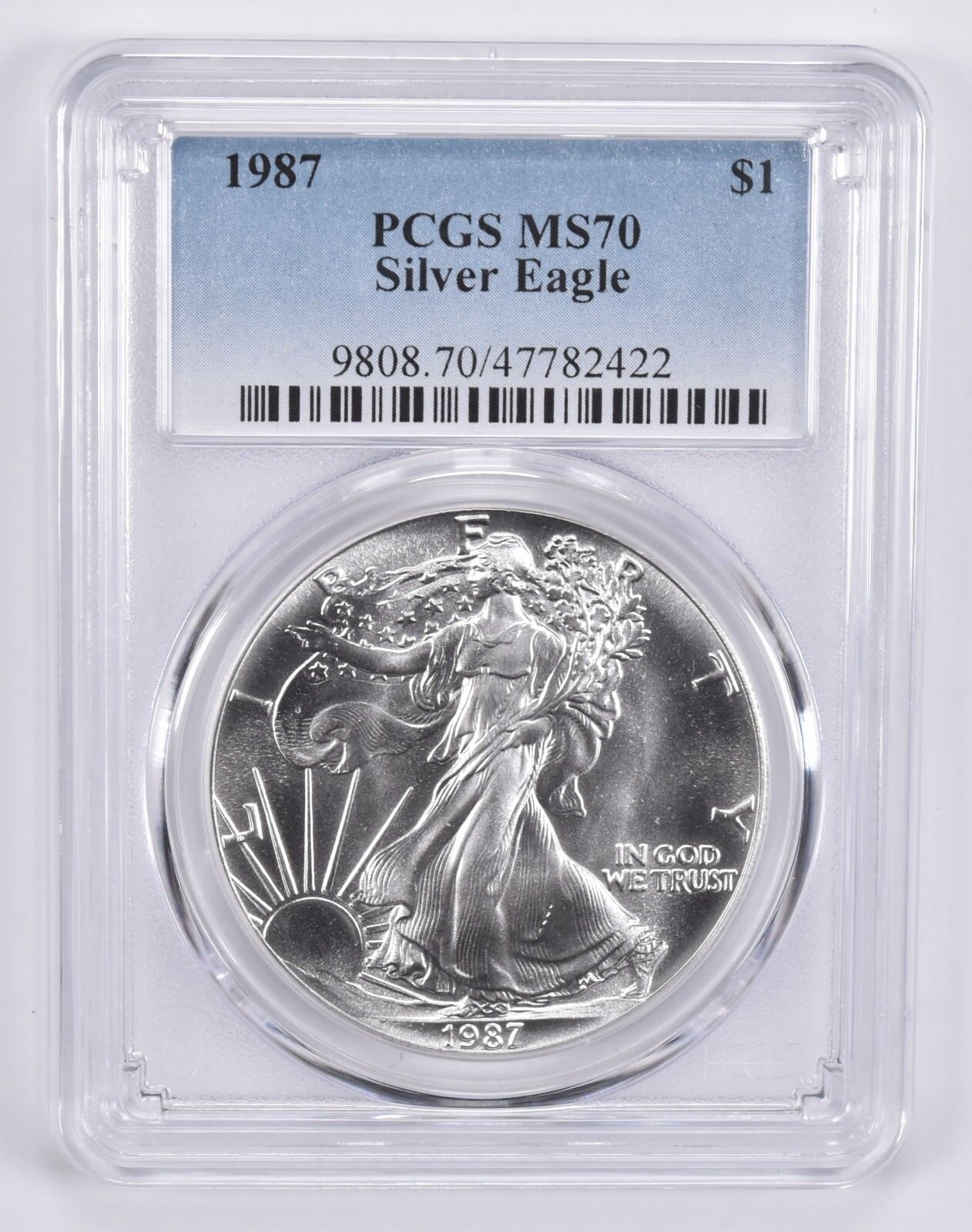 1987 American Silver Eagle MS70 PCGS Blue Label