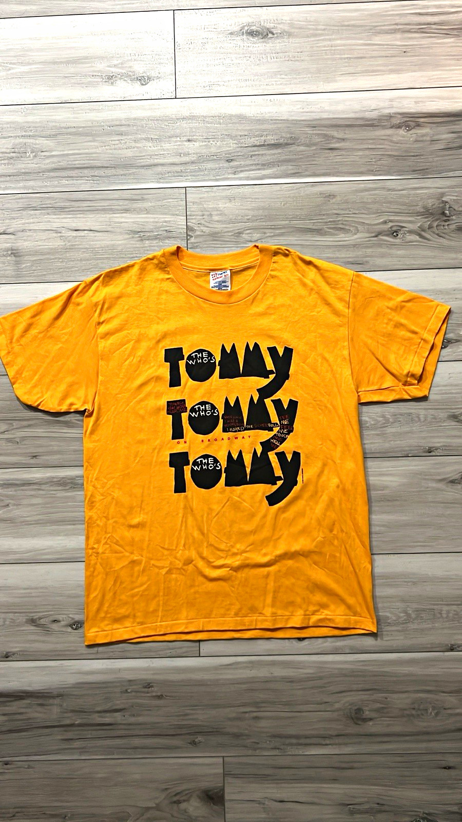 Hanes Vintage 1990s The Who Tommy Band Graphic Tee Orange Short Sleeve Size L