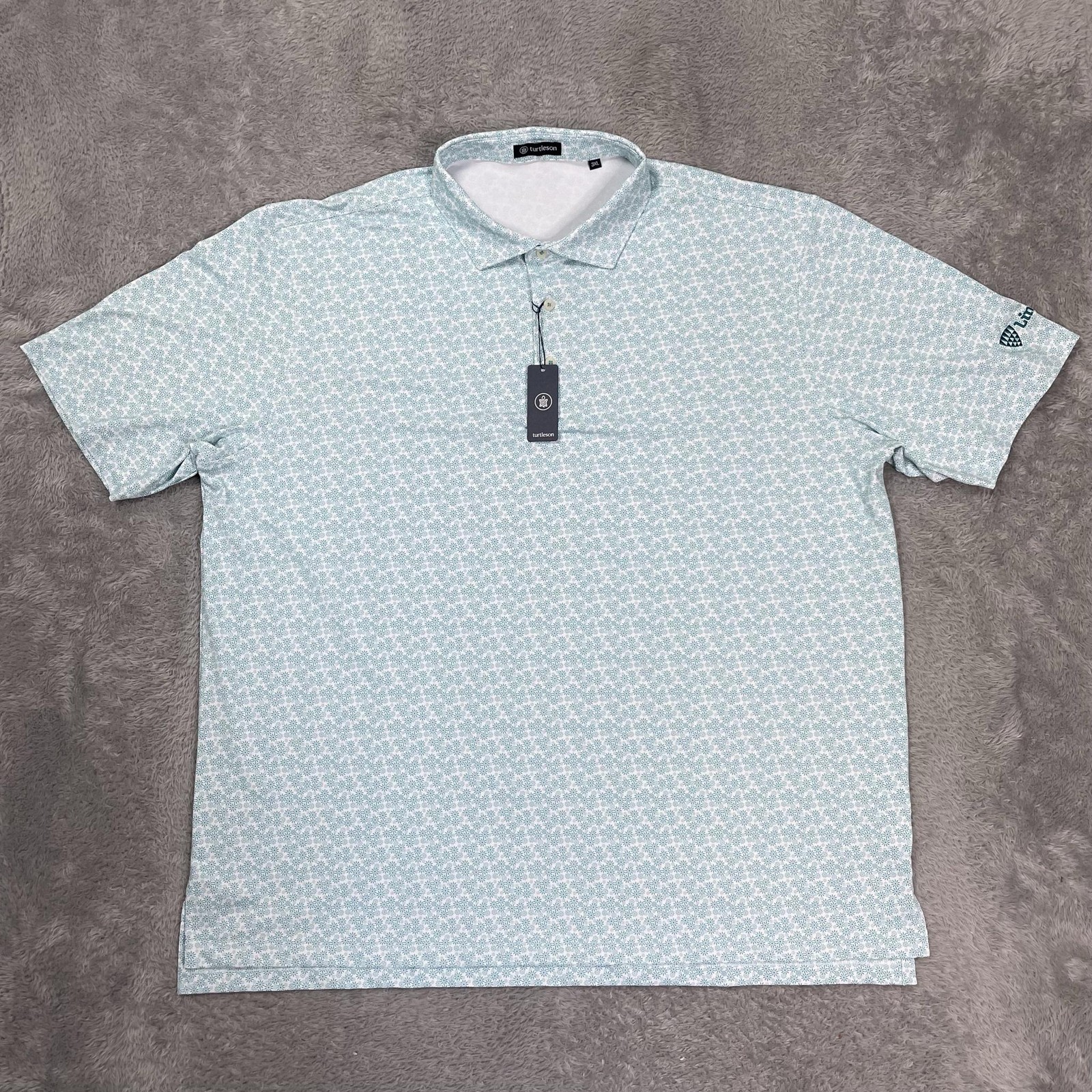 Turtleson Freeman Polo Shirt Mens 3XL Green Floral Lineage Golf Performance