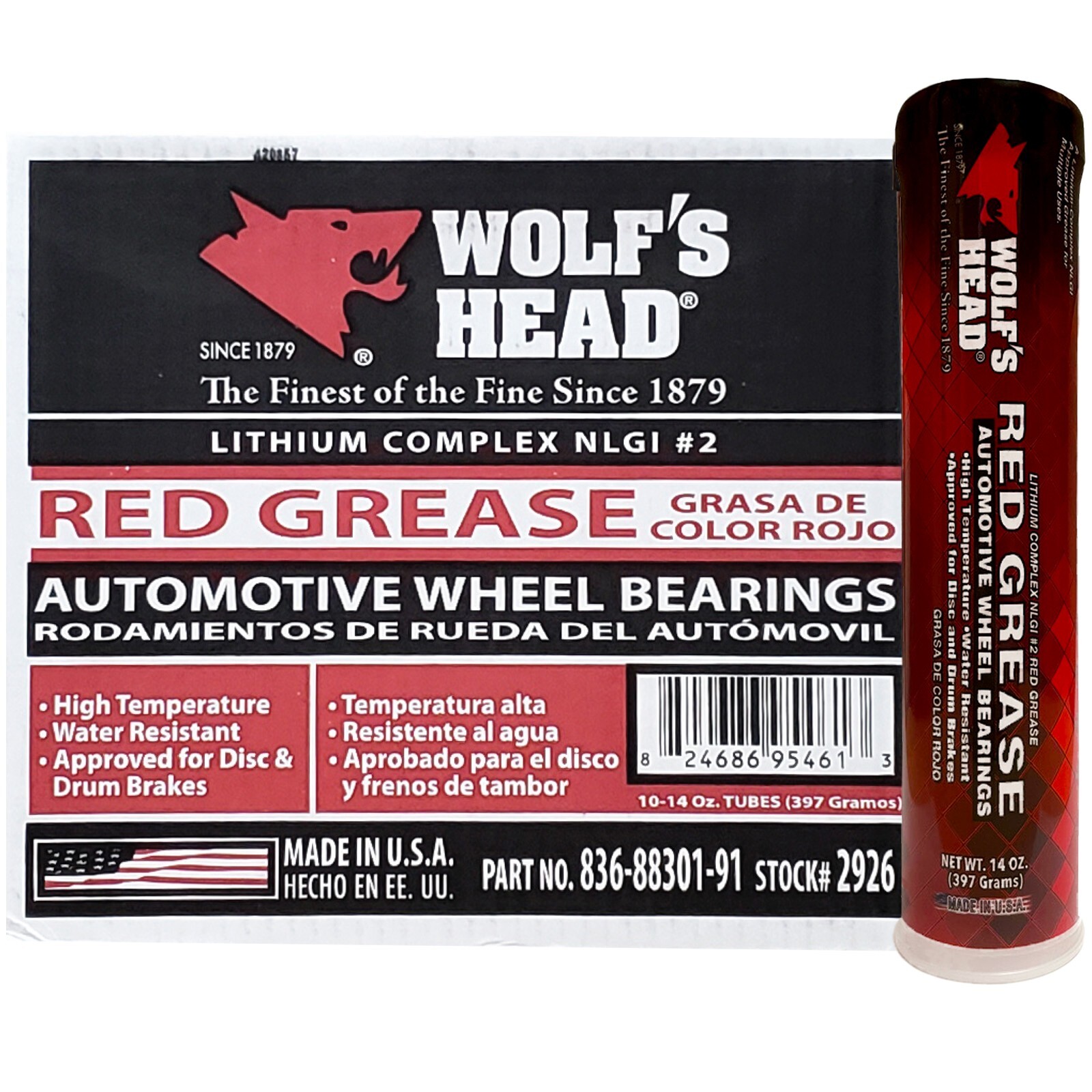Wolf\'s Head Red Grease NLGI #2 (836-88301-91) 14 Oz Tube, Pack of 10 Wolf\'s Head Red Grease NLGI #2 (836-88301-91) 14 Oz Tube, Pack of 10