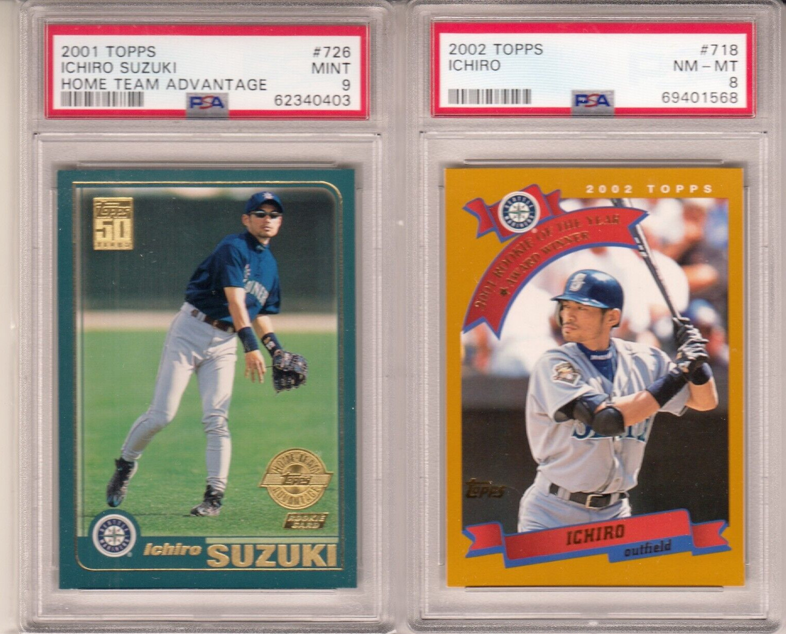 2001/02 TOPPS HTA #726 ICHIRO SUZUKI ROOKIE CARD PSA 9+ROOKIE.. YEAR PSA 8+BONUS
