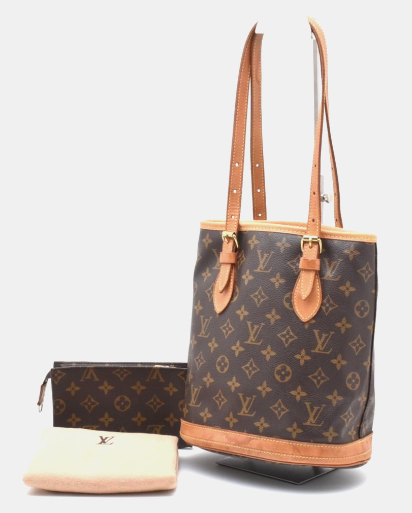 Louis Vuitton Monogram Bucket PM M42238 Hand Bag Pouch Re-Lined Vintage Japan