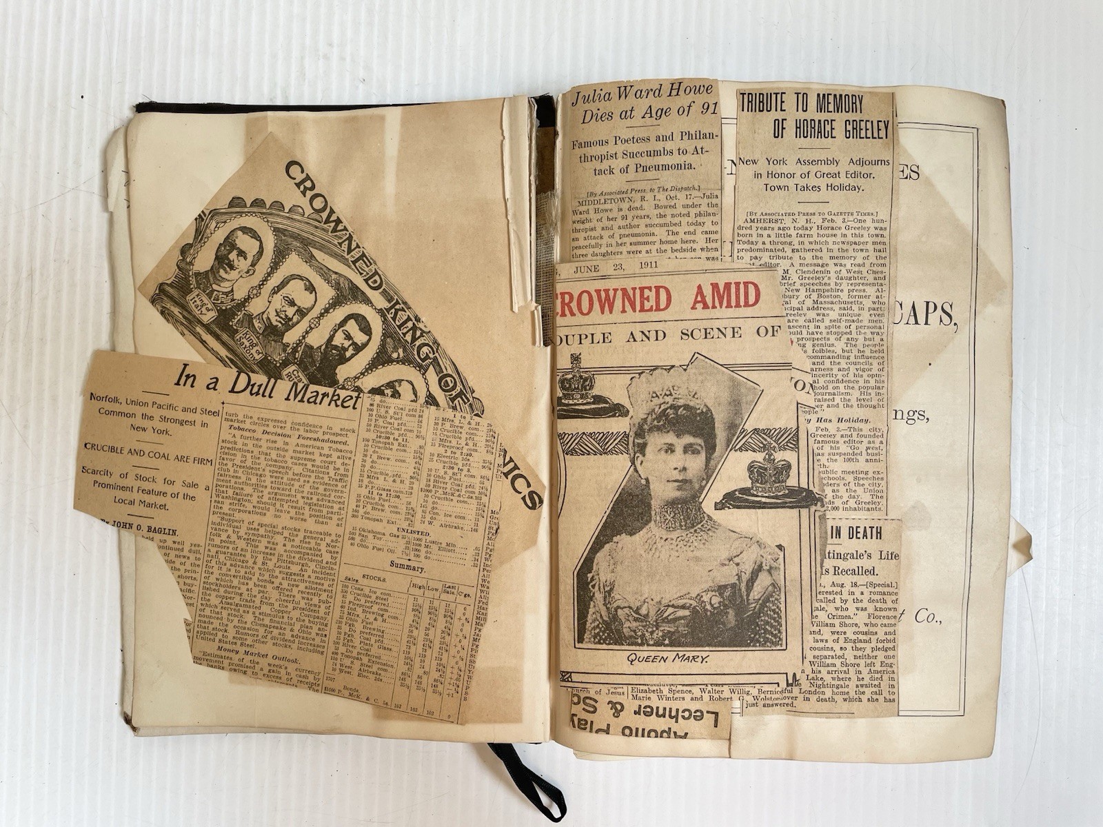 Antique Scrapbook- Clippings, Wedding Invitations Etc 1860s-1910s NE Ohio Estate