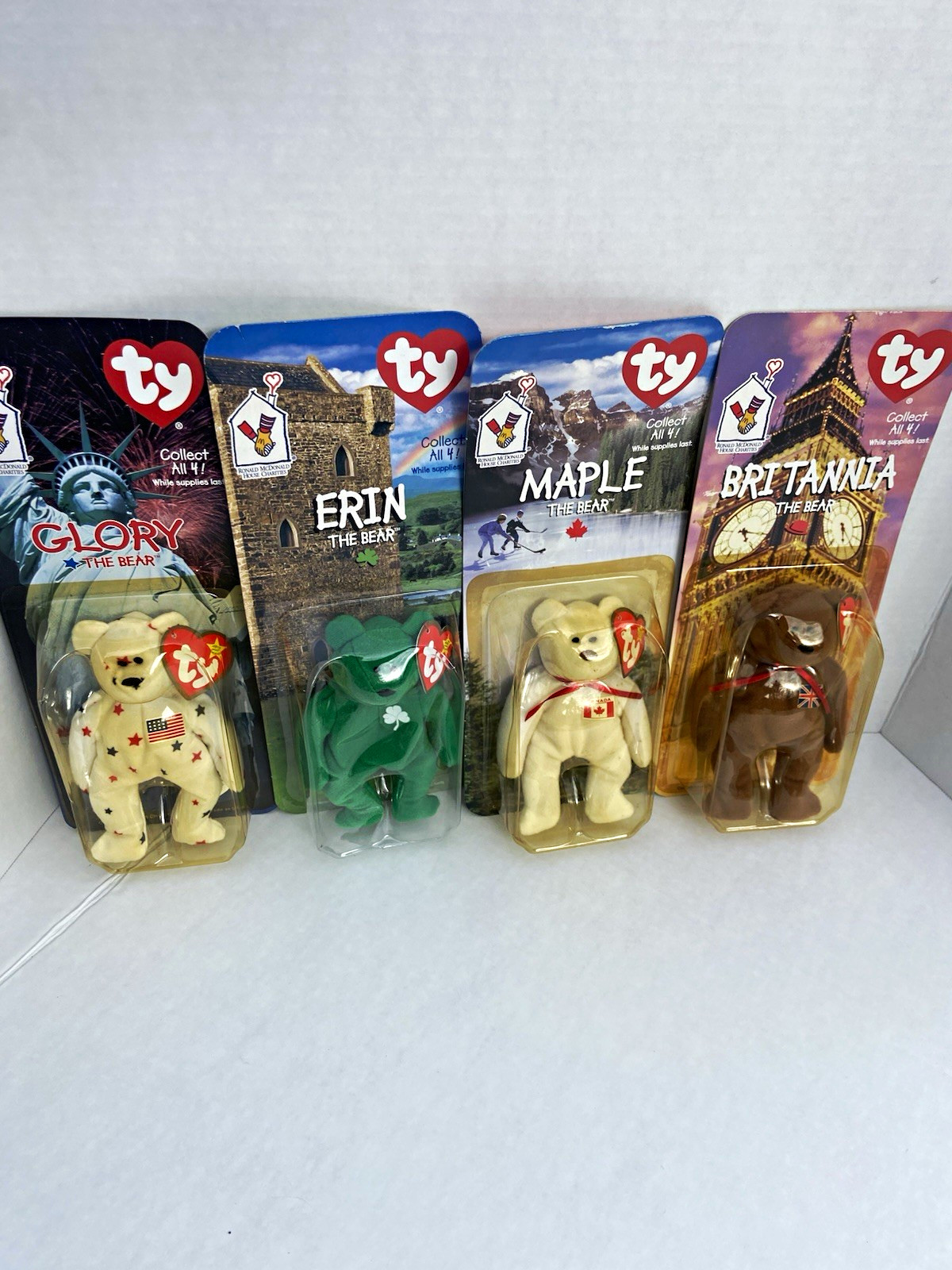 Ty Teenie Beanies McDonald\'s RMHC Sealed Lot of 4 Bears Glory Erin 1998