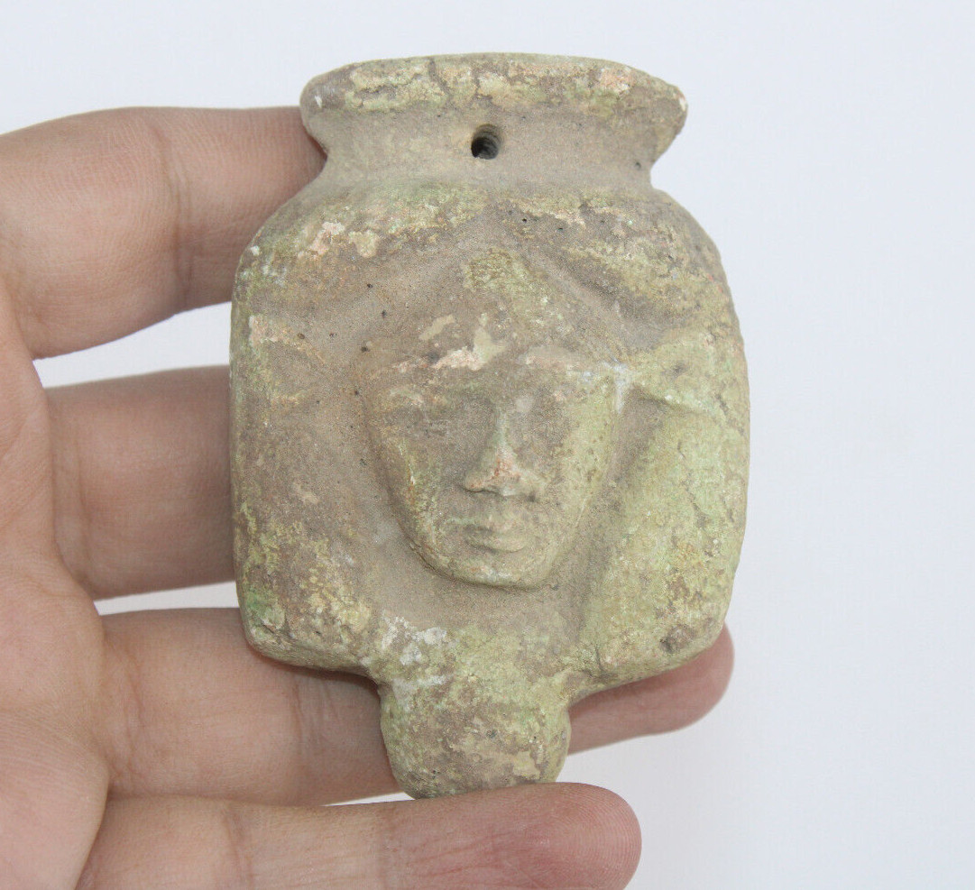 RARE ANCIENT EGYPTIAN ANTIQUE Queen Nefertari Face Statue Limestone (BS)
