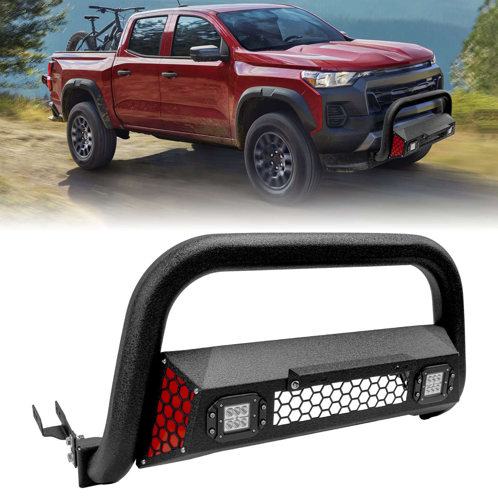 Bull Bar with LED Light & w/License Plate Bracket Fits Chevy Colorado 2015-2026