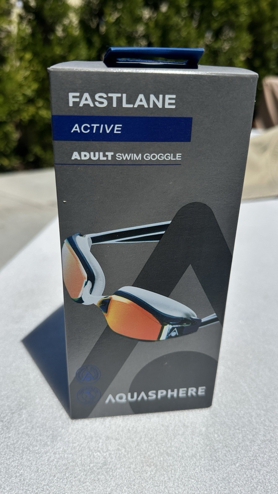 Aquasphere FASTLANE Active Adult Swim Goggles NAVY & RED Titanium Mirrored