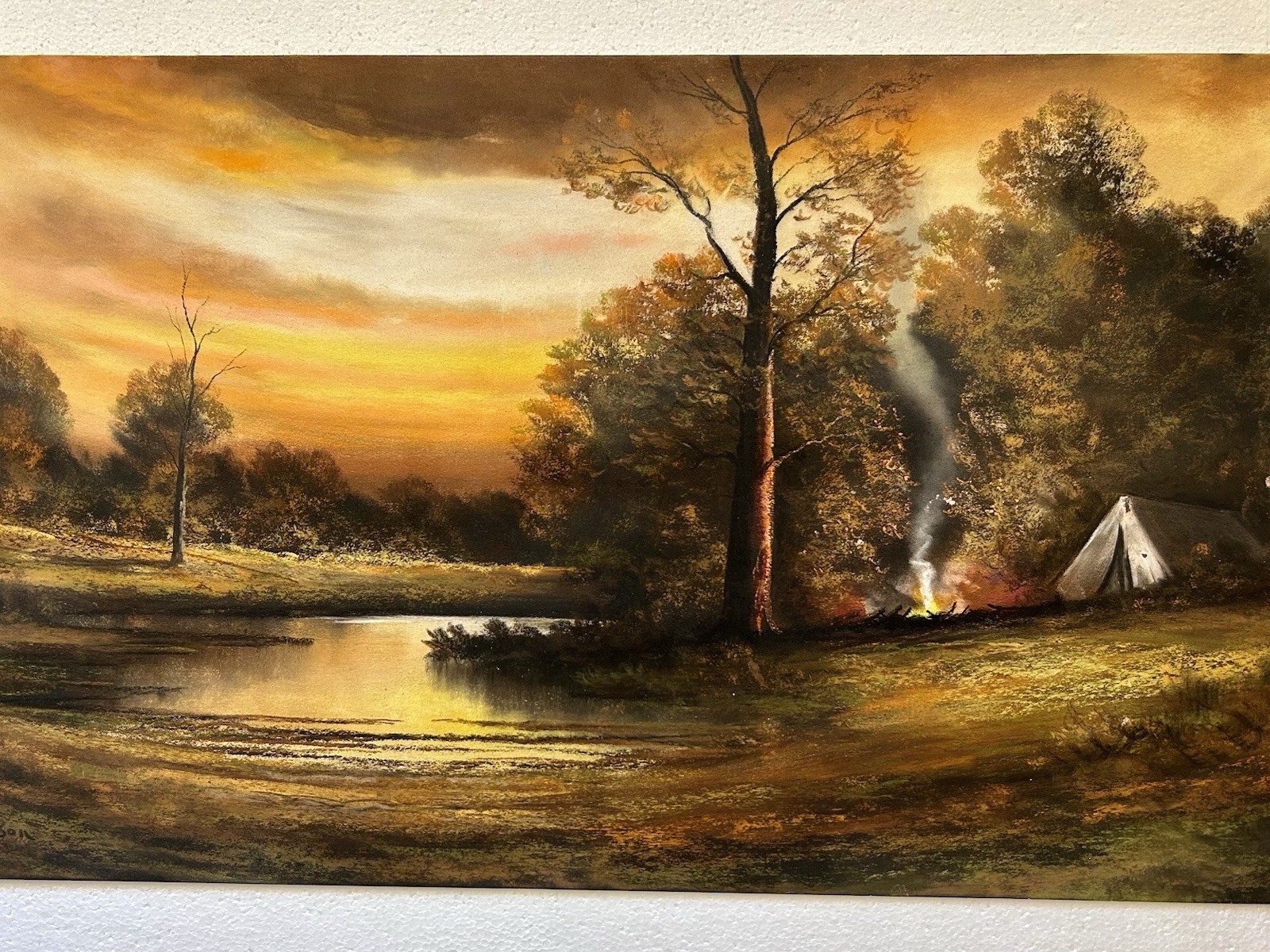 Andrew Gunderson Framed Pastel Painting Early 50’s Original Label One Owner Nice