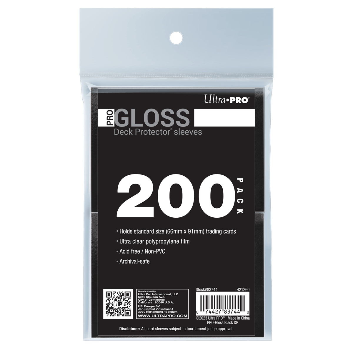 Ultra PRO Gloss Standard Deck Sleeves Gaming Cards Organizer Protector 200 Count