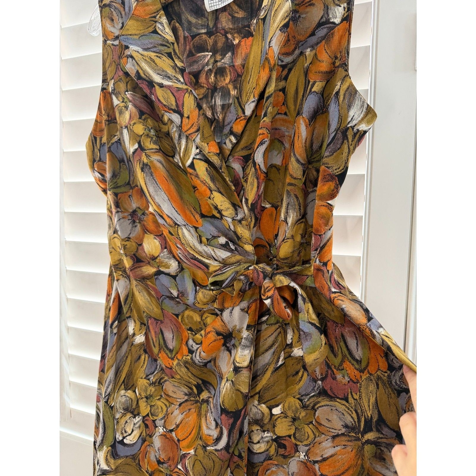 Vintage 80s 90s La Belle Fashions Abstract Floral Wrap Dress