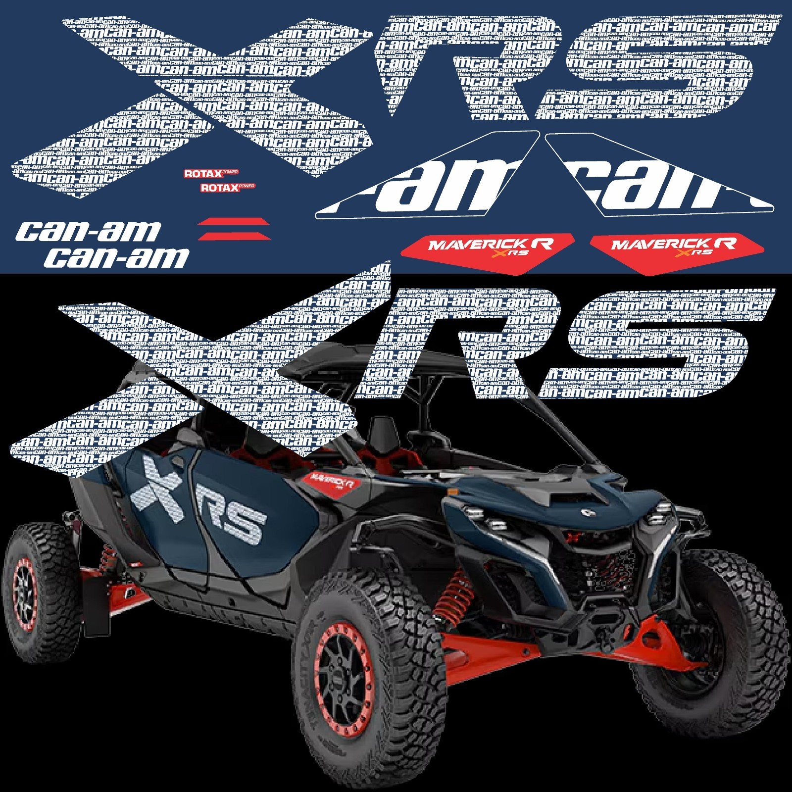 UTV Graphics Decals Stickers for Can-Am Maverick R XRS - 4up