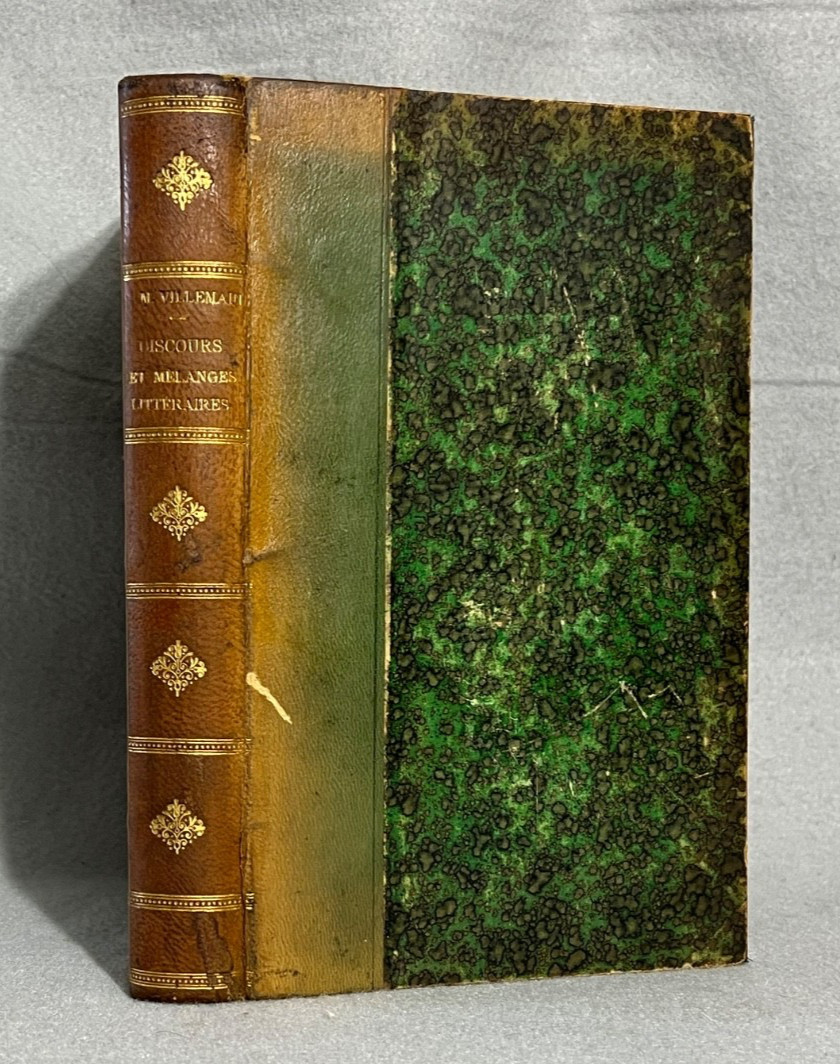 Antique Decorative French Book Literary Criticism Leather Binding Paris 1823