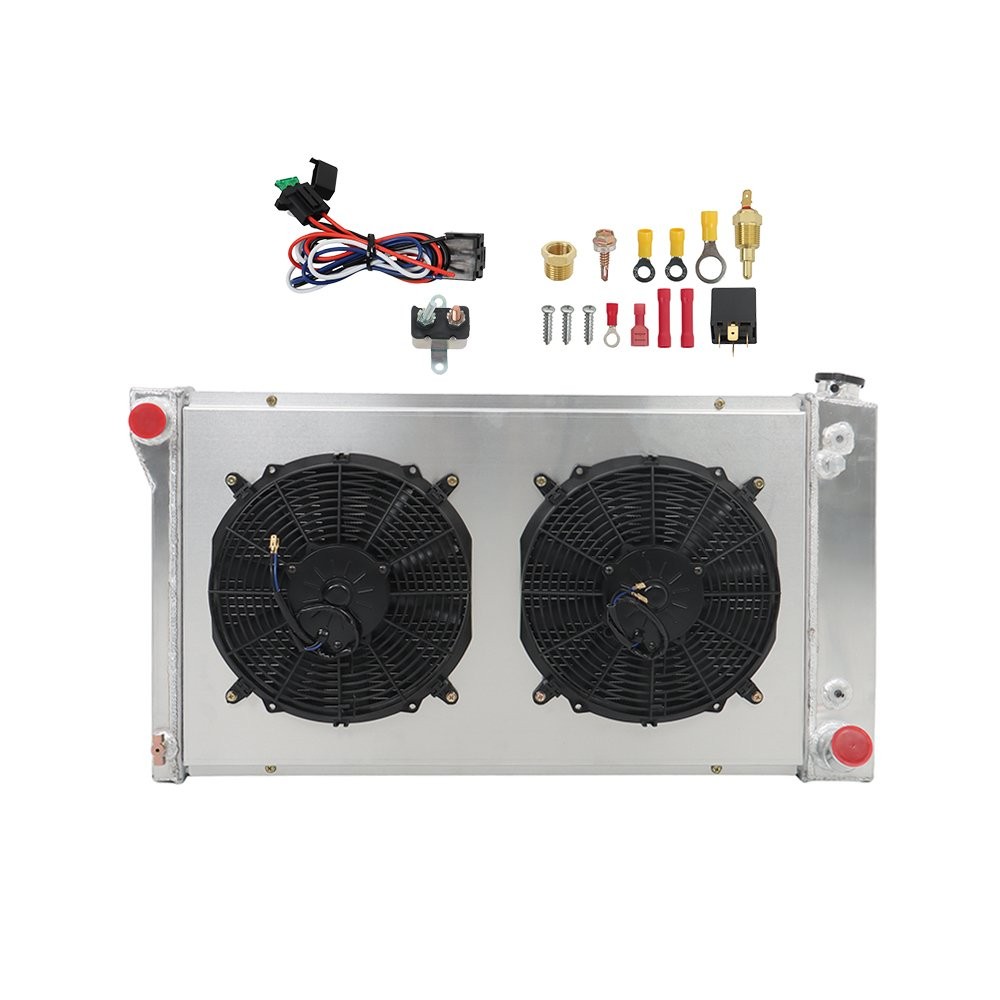 CC369 For Chevy C10/20/30 Pickup Suburban 1967 1968-72 4 Row Radiator+Fan Shroud