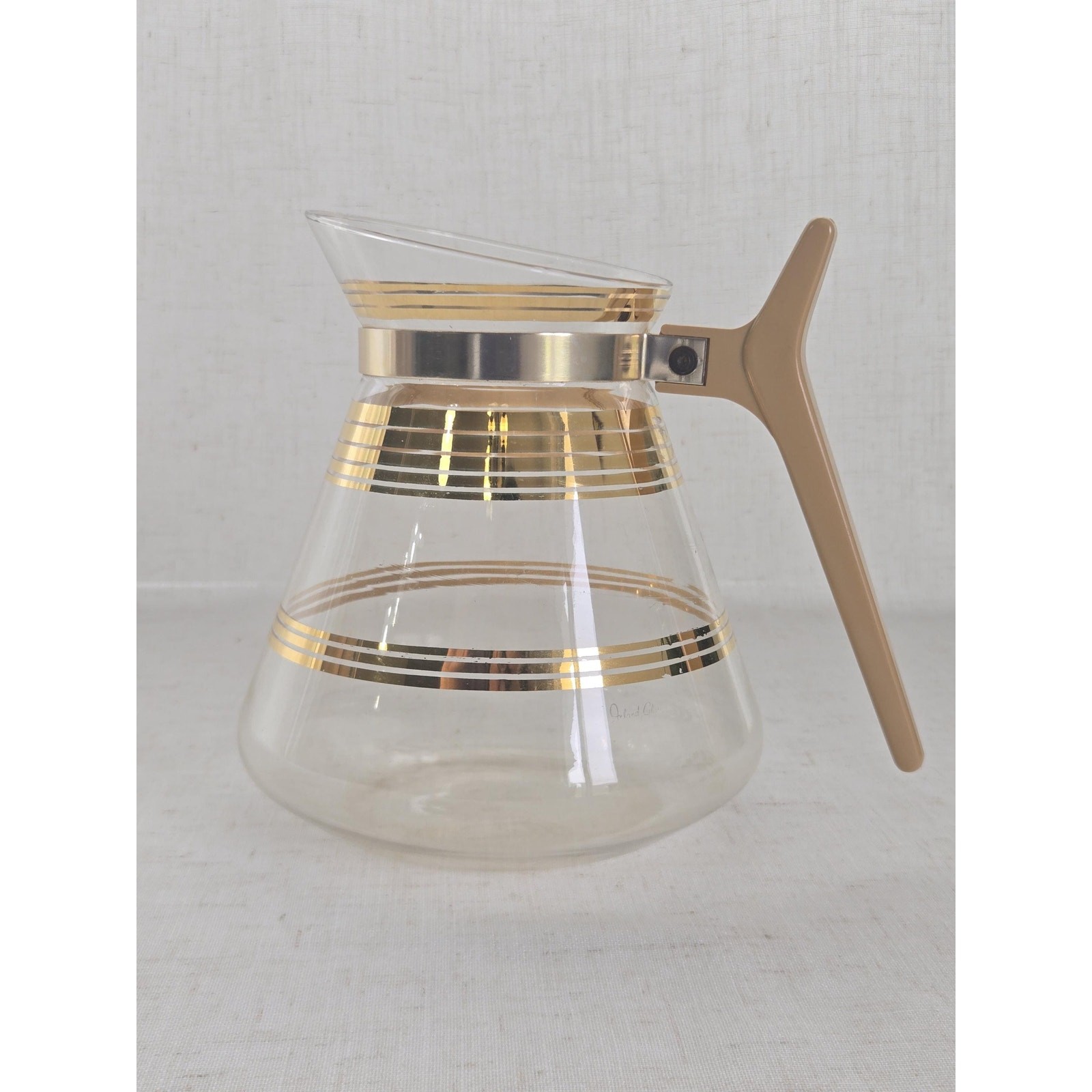 Vtg MCM 50s Inland Glass Coffee Carafe,Gold grid Beverage Pitcher,Retro Barware Vtg MCM 50s Inland Glass Coffee Carafe,Gold grid Beverage Pitcher,Retro Barware