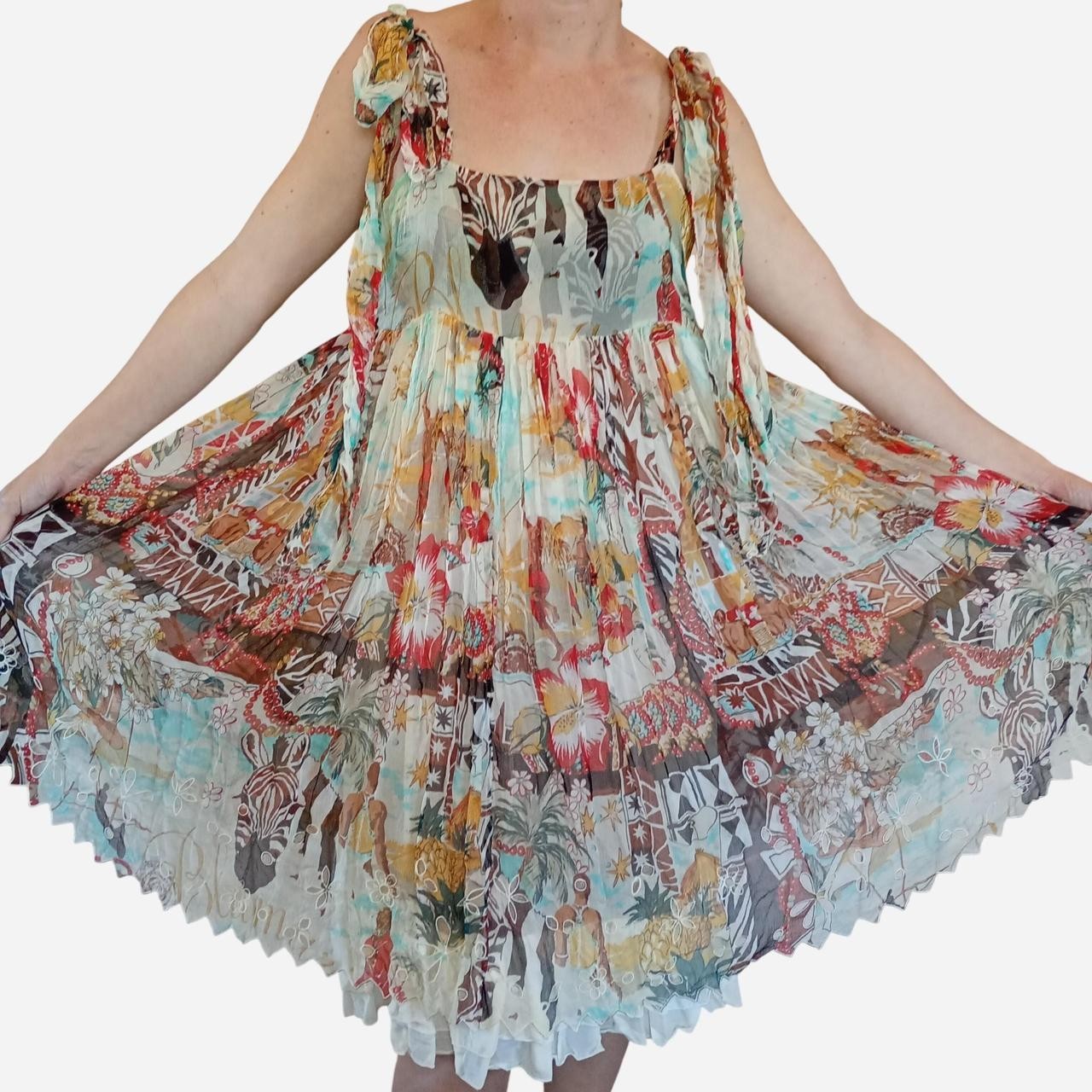 Blumarine Vintage SS2005 Africa Tribal Print Dress IT 42