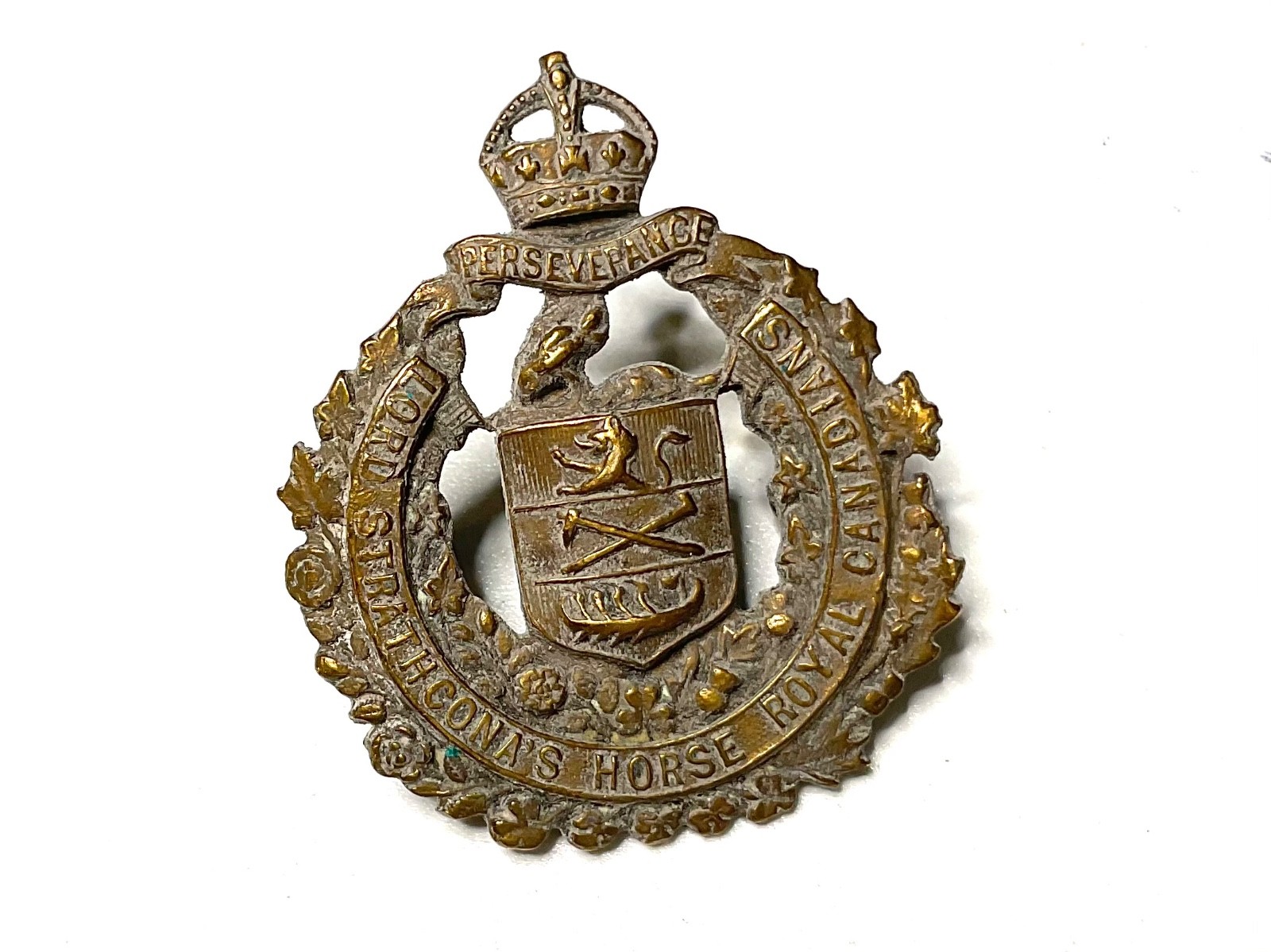 Original WWII Canada Army Lord Strathcona's Horse Royal Canadians Regt Cap Badge