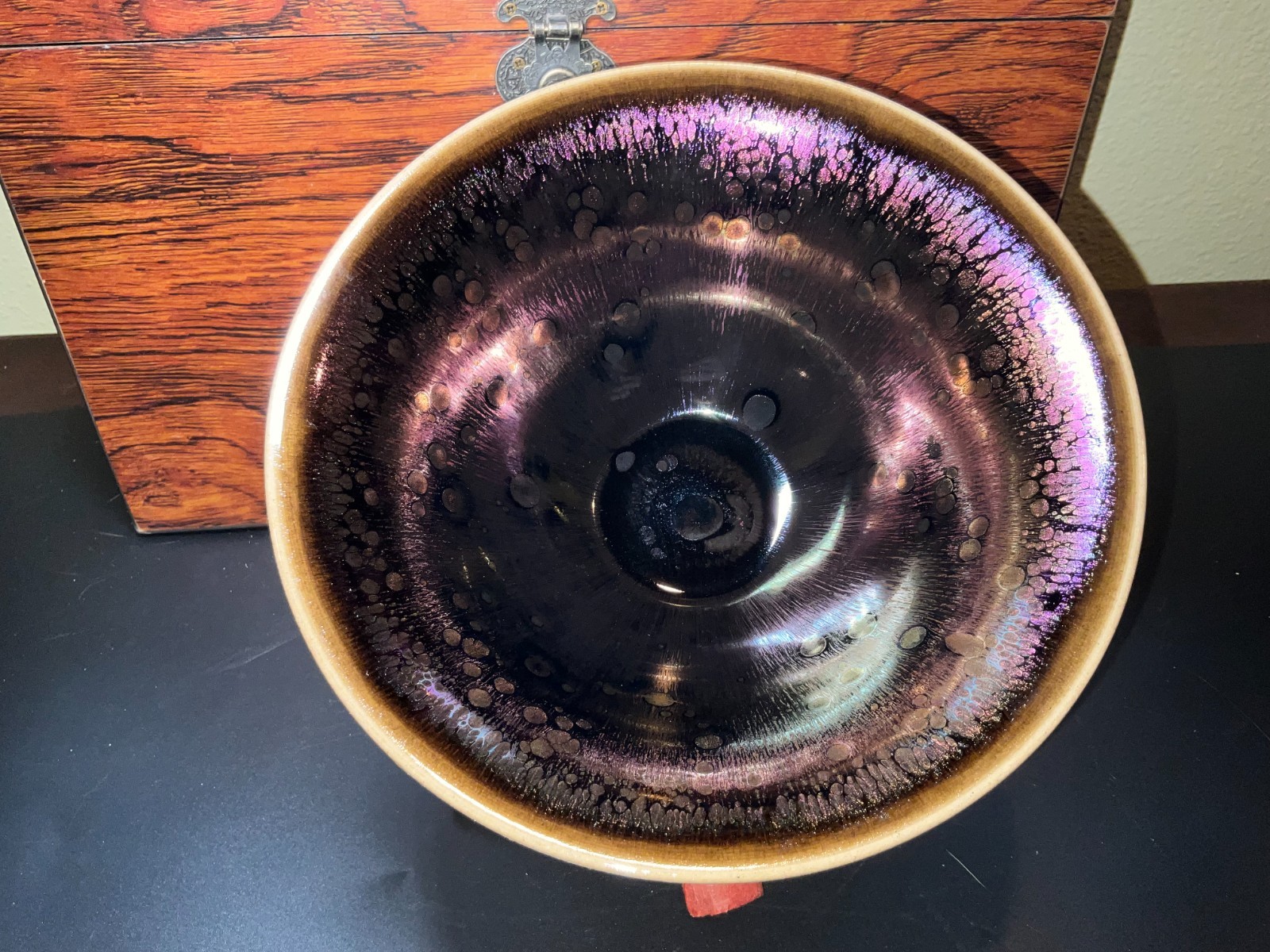Authentic Chinese Jianzhan Tenmoku Bowl Obisidian Transformation Glaze 8.0 X3.5 Authentic Chinese Jianzhan Tenmoku Bowl Obisidian Transformation Glaze 8.0 X3.5