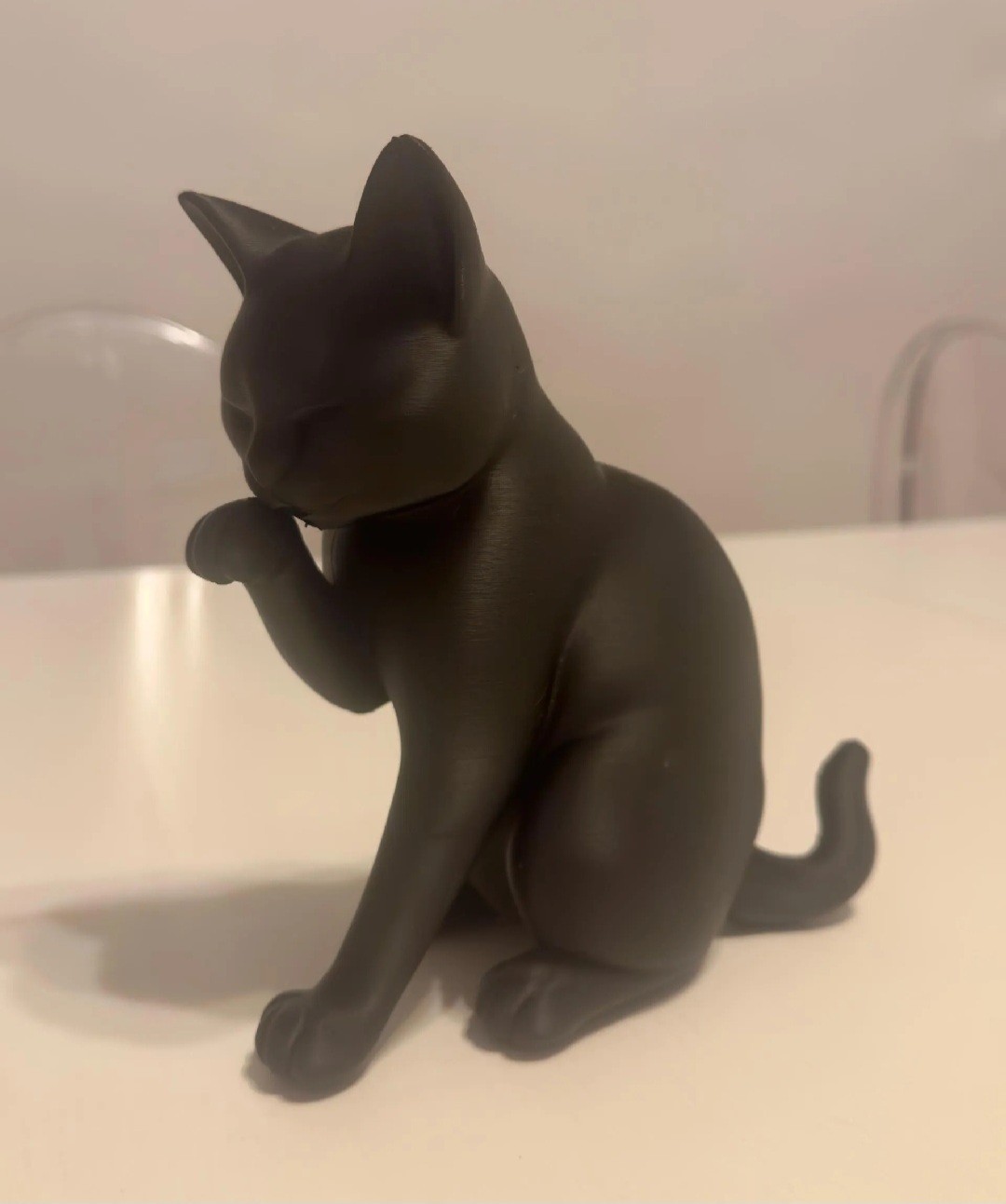 Modern Black Cat Figurine 3D Printed