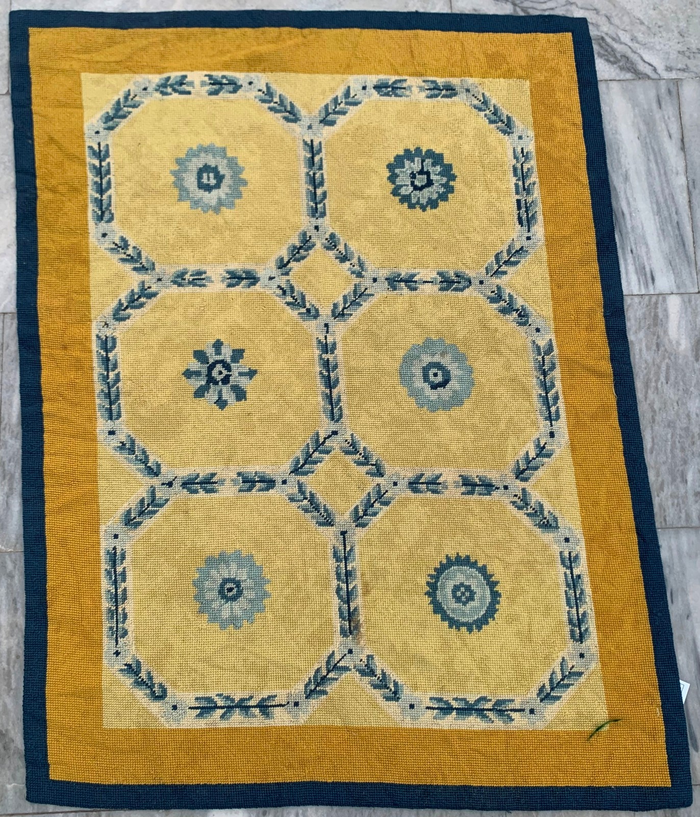 Vintage Aubusson Rug: Hand-Woven Needlepoint Carpet, Home Decor 2x3 ft