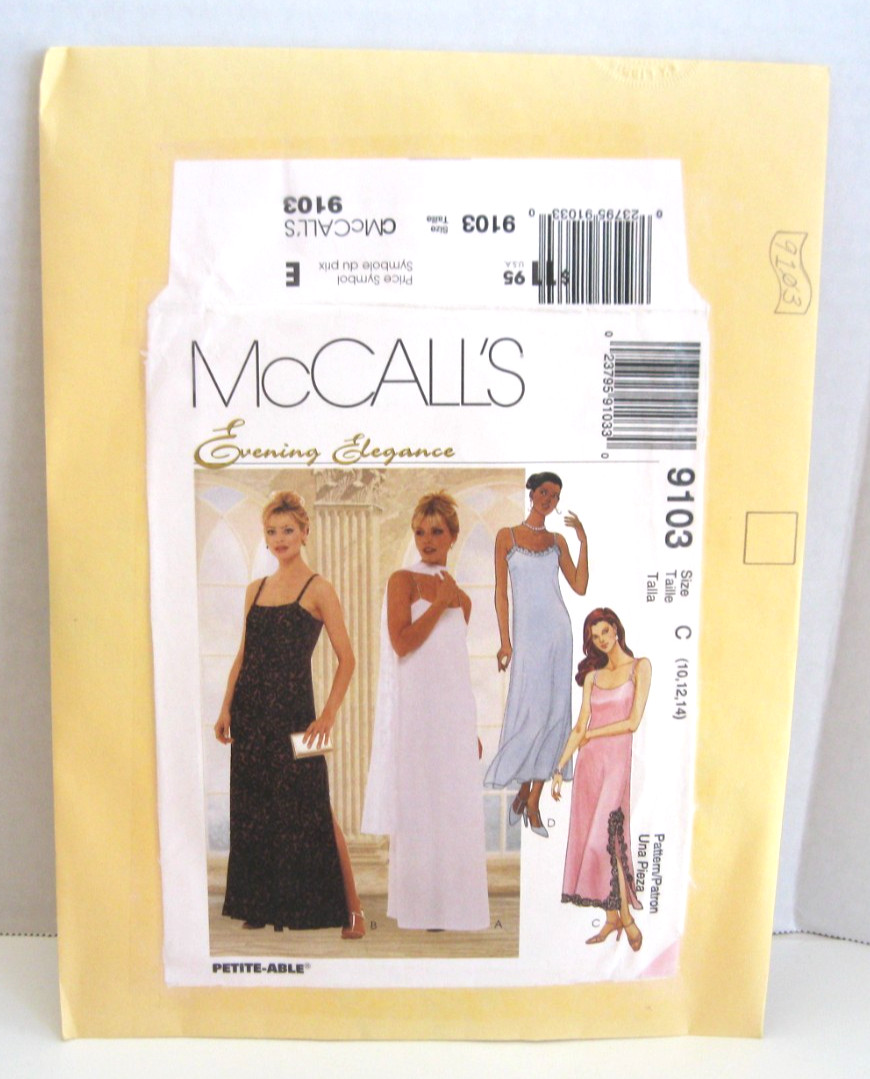 McCall's Evening Elegance Lined Dress & Scarf Pattern #9103 Misses' 10-14 Uncut