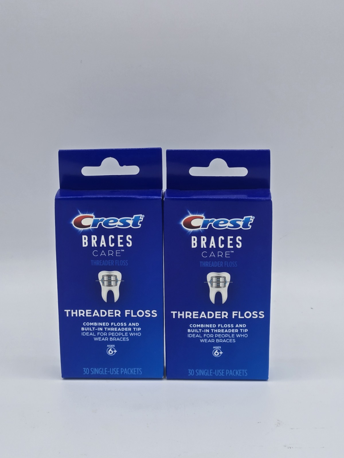 Crest Braces Care Threader Floss | 30 Single-Use Packets Per Box ( 2 Pack ) Rare