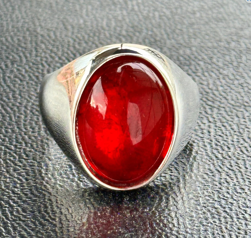 Genuine Red Ruby Men\'s Ring Silver Signet Ring For Boys Birthday Gift Ruby Ring Genuine Red Ruby Men\'s Ring Silver Signet Ring For Boys Birthday Gift Ruby Ring