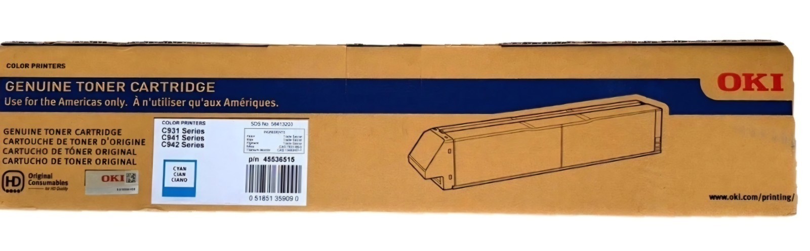 NEW OKI Genuine Original Cyan Laser Toner Cartridge 45536515 for C931/C941/C942 NEW OKI Genuine Original Cyan Laser Toner Cartridge 45536515 for C931/C941/C942