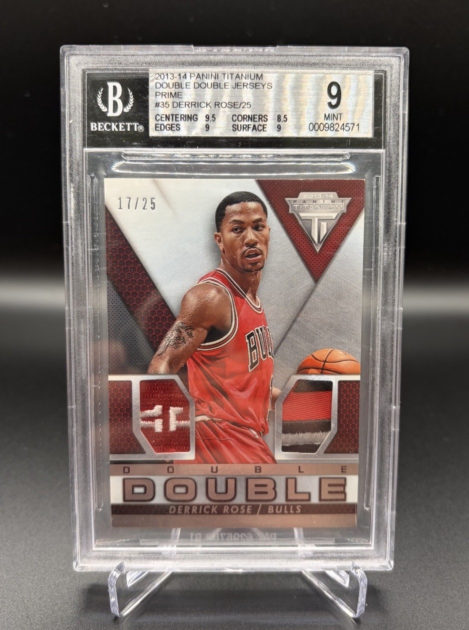 Panini 2013-14 Titanium Derrick Rose Double Double Jerseys /25 #35 Game Used Panini 2013-14 Titanium Derrick Rose Double Double Jerseys /25 #35 Game Used