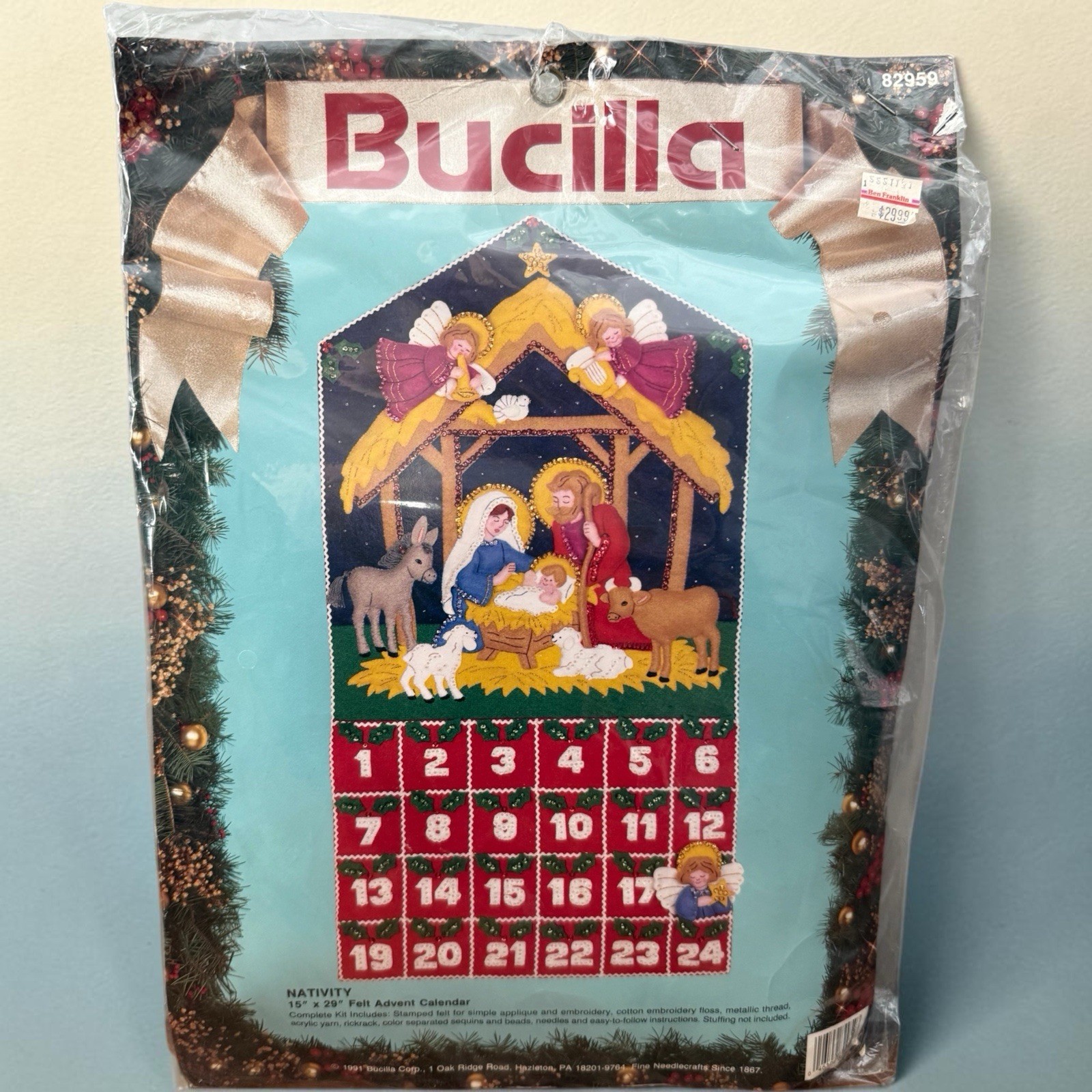 Bucilla Felt Nativity Christmas Advent Calendar Kit Manger Jesus Vintage 82959 Bucilla Felt Nativity Christmas Advent Calendar Kit Manger Jesus Vintage 82959