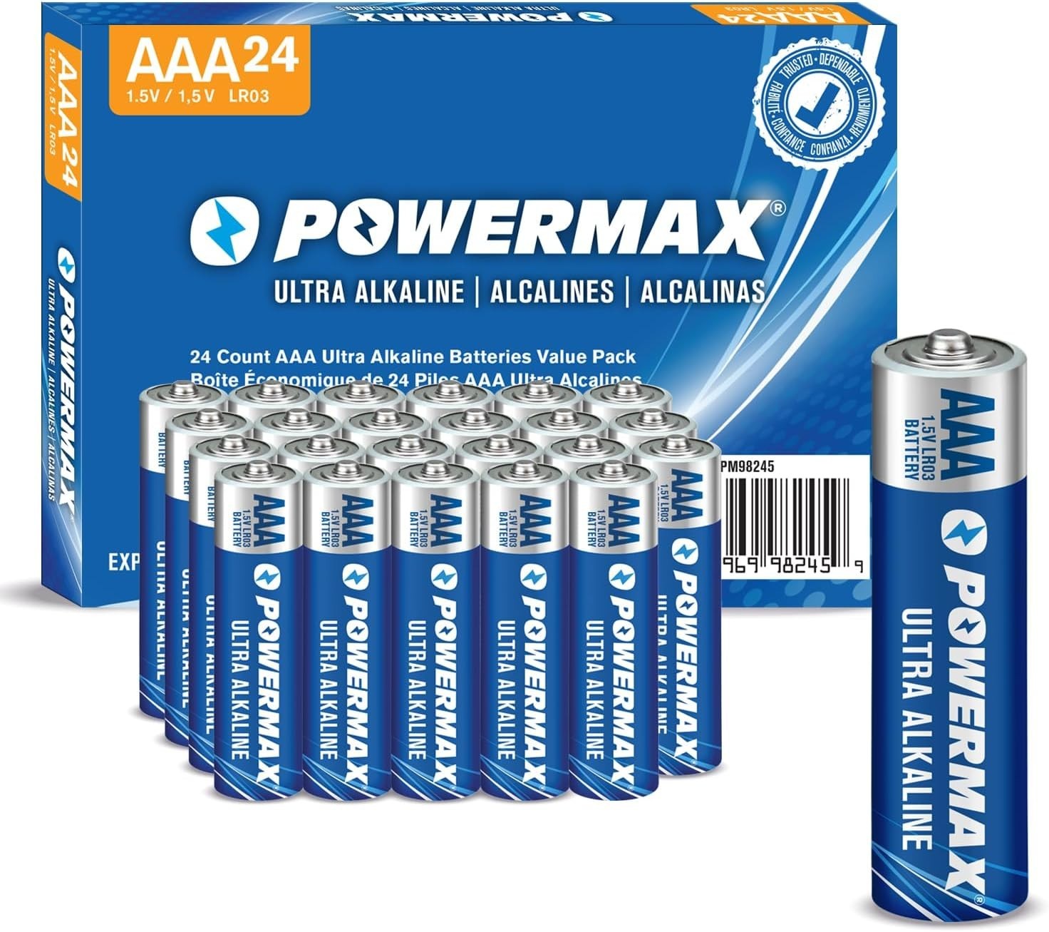 Powermax 24 Count AAA Alkaline Batteries Long Lasting 10 Year Shelf Life