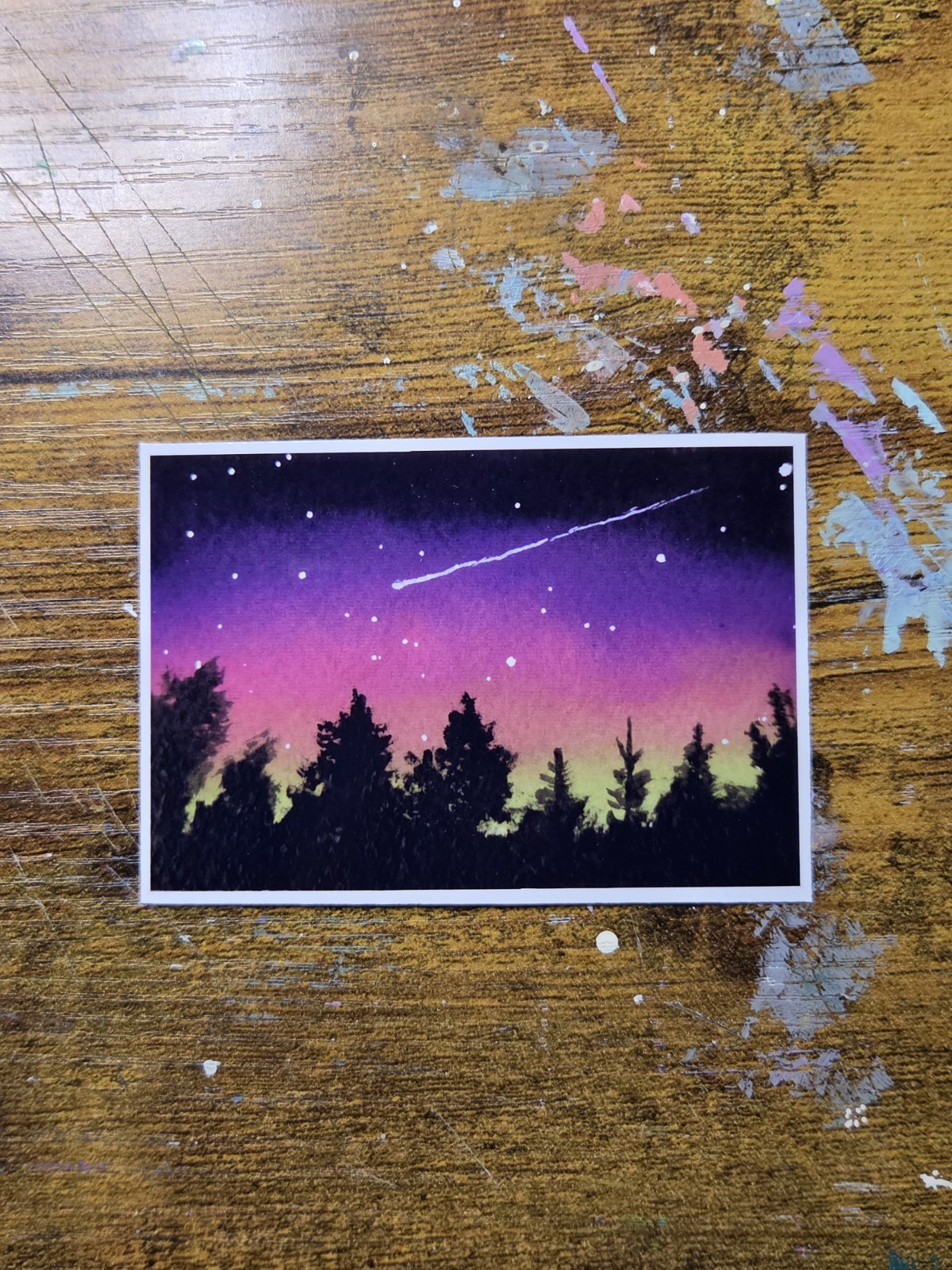 ACEO *Art Print of Original Watercolor Galaxy through the Trees El_duderino_art ACEO *Art Print of Original Watercolor Galaxy through the Trees El_duderino_art