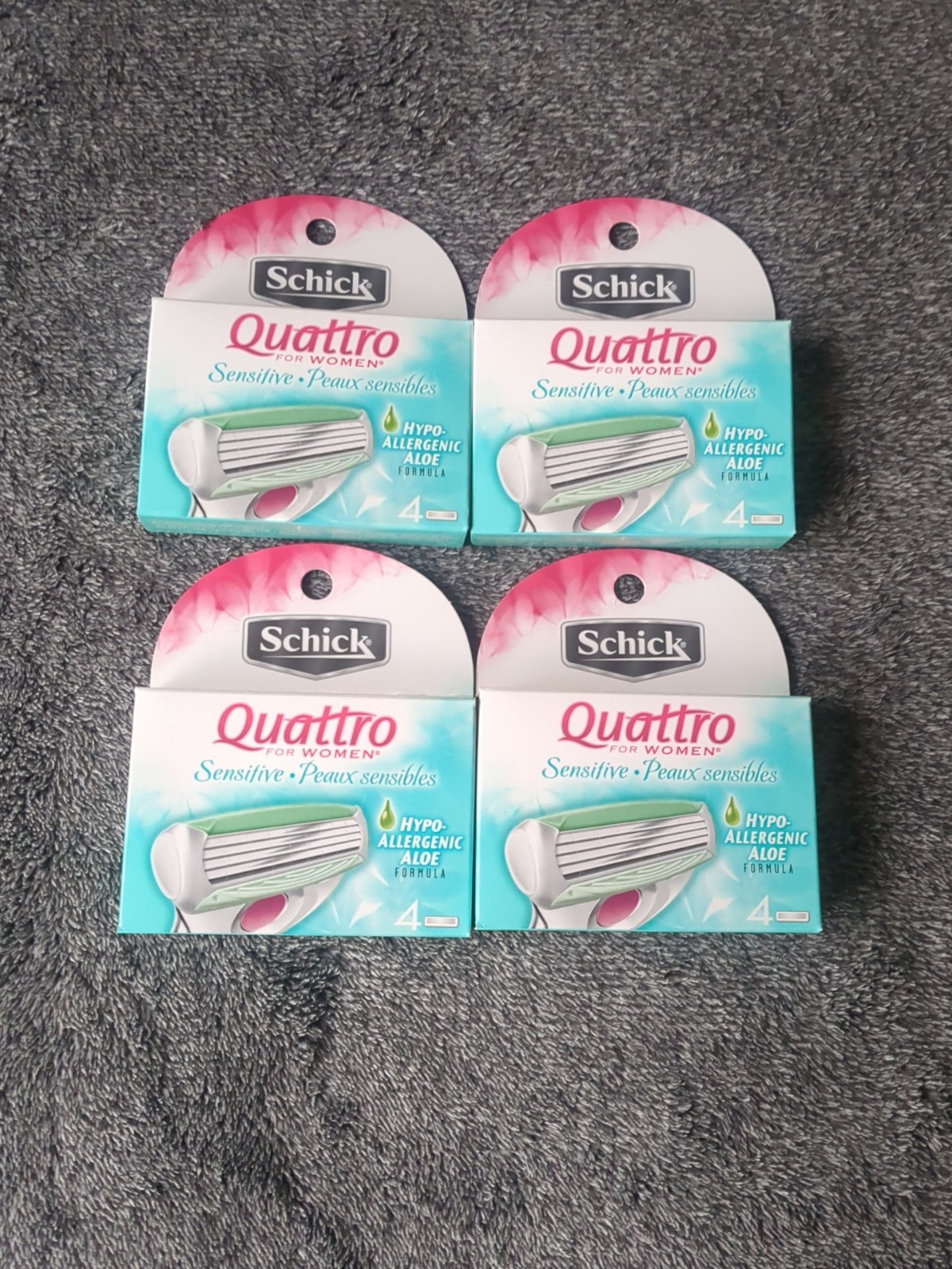 (4) Schick Women\'s Sensitive Quattro Razor Refills 16 Cartridges Total 