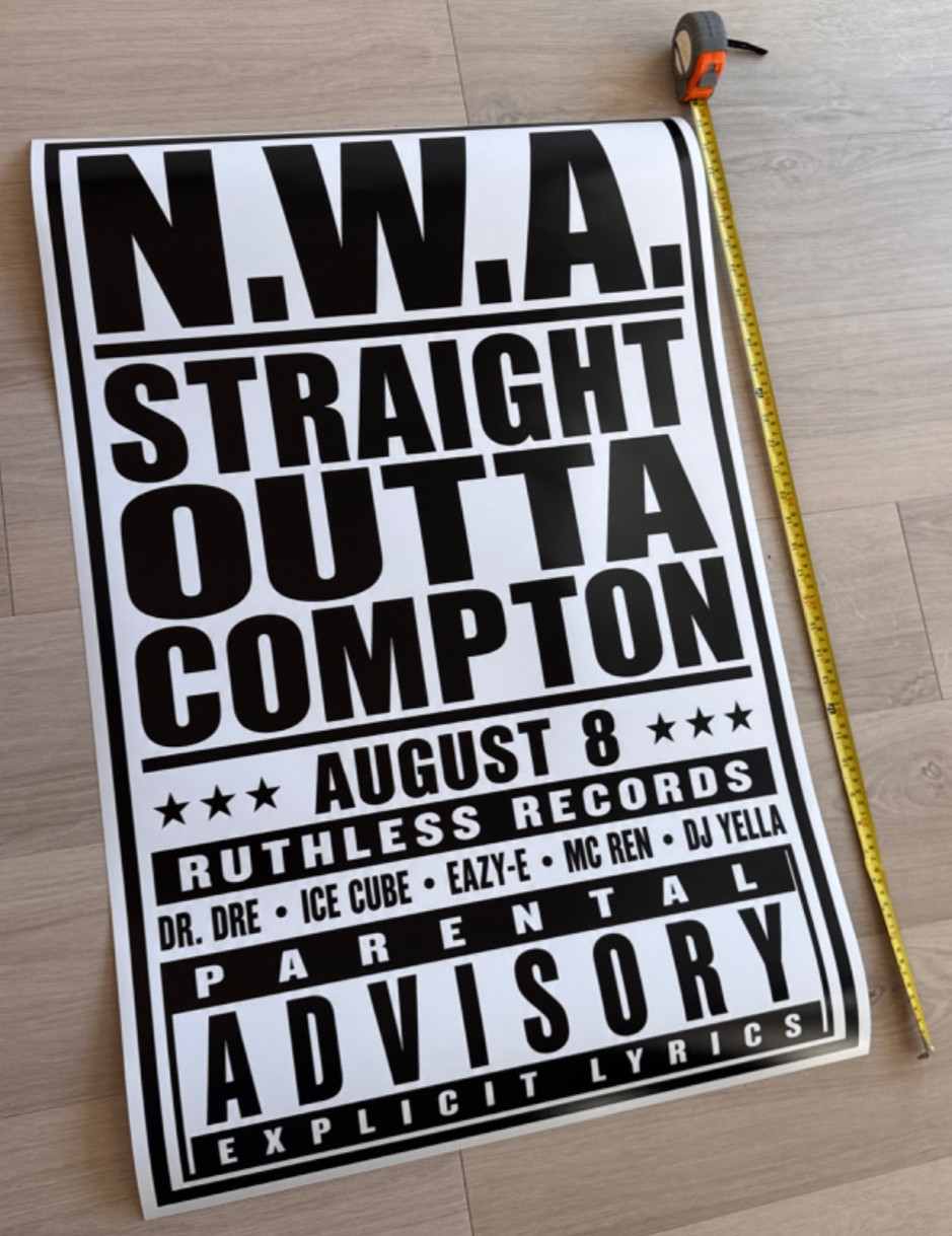 VTG NWA (1988) STREET POSTER RARE RAP HIP HOP COMPTON - 24” X 36” PROMO RP VTG NWA (1988) STREET POSTER RARE RAP HIP HOP COMPTON - 24” X 36” PROMO RP