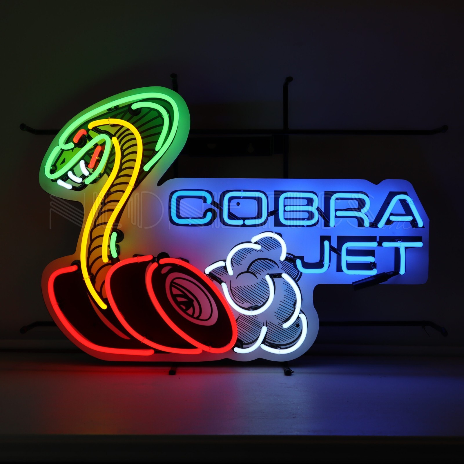 Ford Cobra Jet Mustang Red White Neon Sign Wall Mount Neonetics 30\