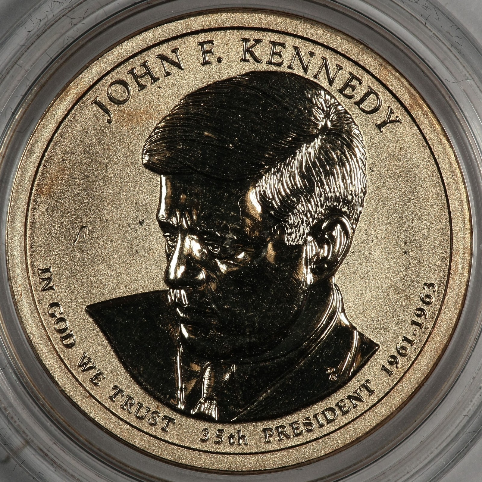 2015-P JOHN F. KENNEDY REVERSE PROOF PRESIDENTIAL DOLLAR - STRUCK THROUGH ERROR 2015-P JOHN F. KENNEDY REVERSE PROOF PRESIDENTIAL DOLLAR - STRUCK THROUGH ERROR