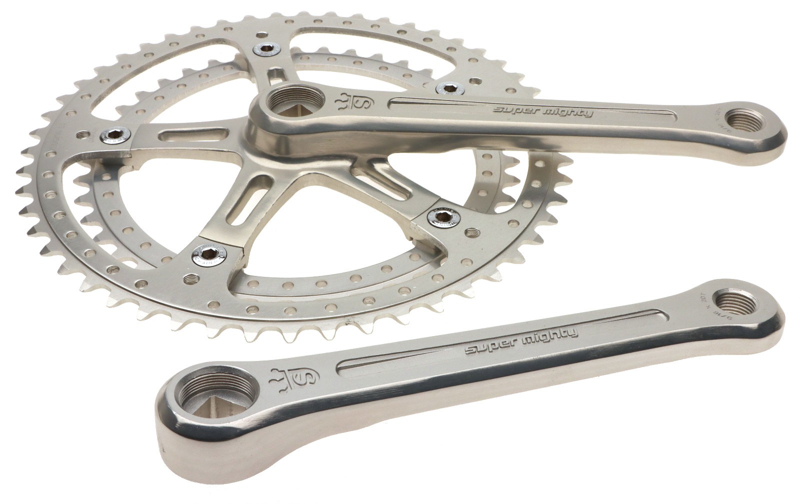 Sugino Super Mighty Crankset 8 Speed 170mm Silver 52/42 NOS NEW Vintage Sugino Super Mighty Crankset 8 Speed 170mm Silver 52/42 NOS NEW Vintage