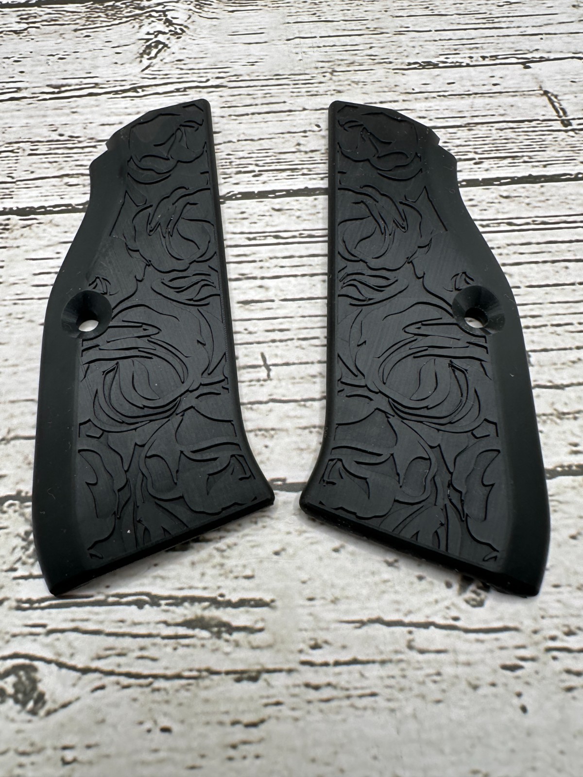 CZ Shadow 2 Rose Pattern Grips – Midnight Black | Fits SP01 & 75 Series | Custom