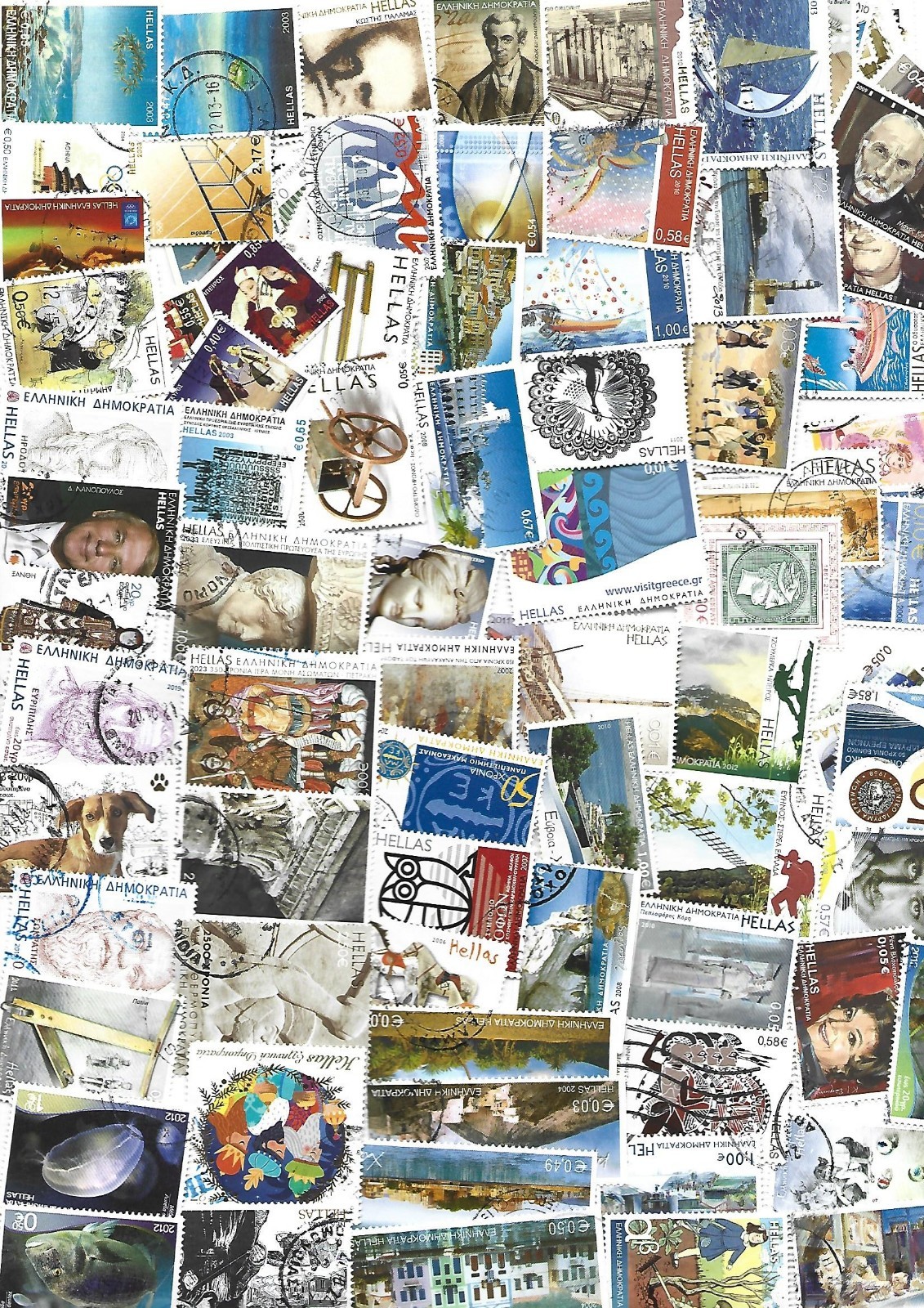 GREECE 100 DIFFERENT USED STAMPS only euro, GREECE 100 DIFFERENT USED STAMPS only euro,
