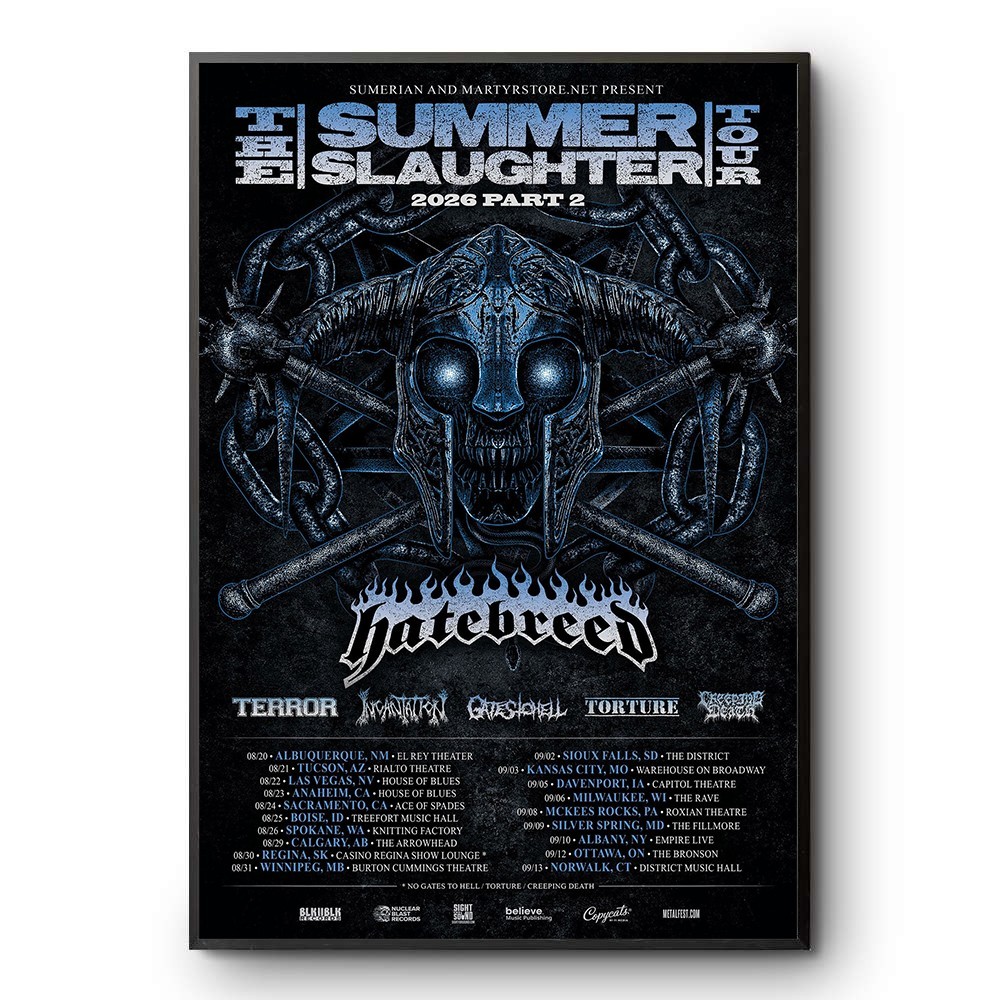 HATEBREED Summer Slaughter Tour Poster 2026 Part 2 Terror Metal Concert Poster
