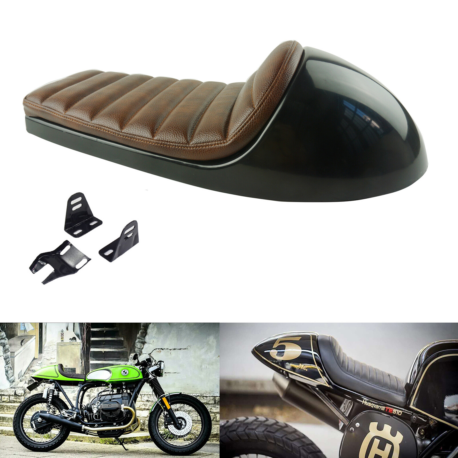 Brown Cafe Racer Seat Retro Vintage Motorcycle Seat Saddle Scrambler Cushion
