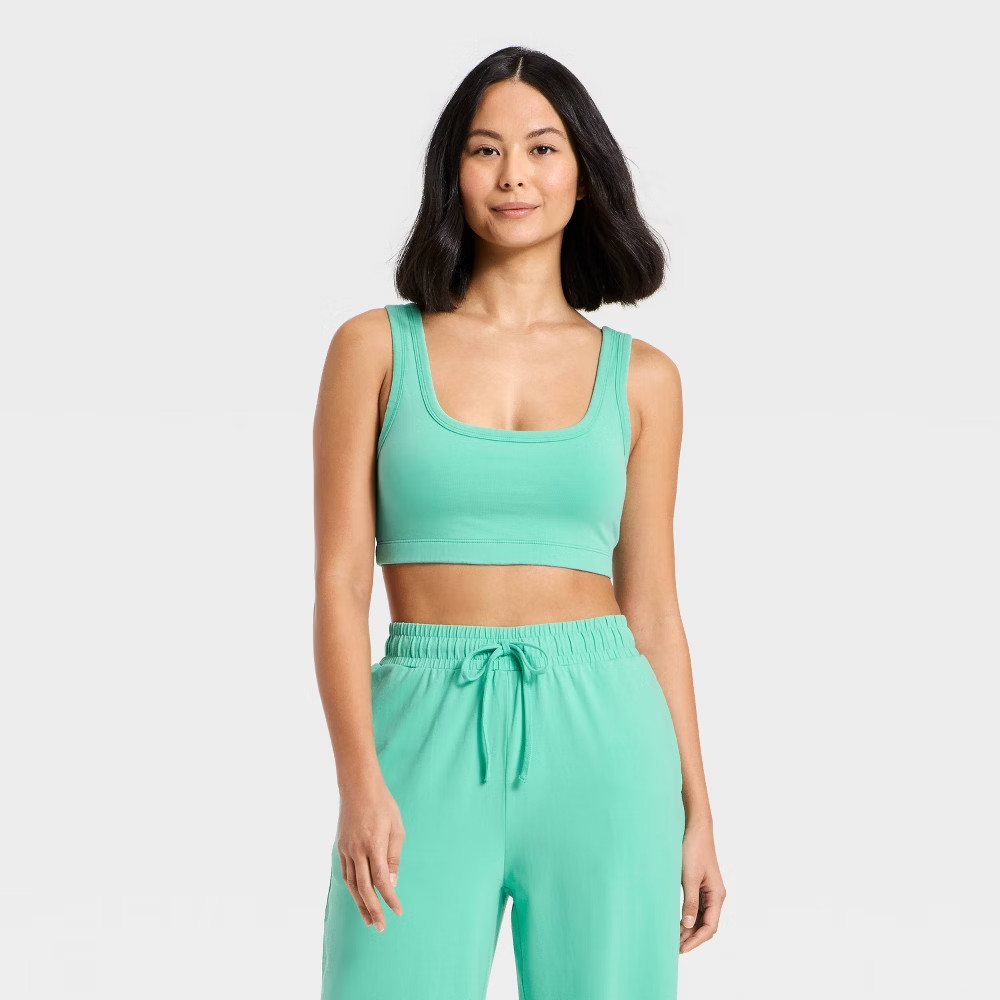 Women\'s Washed Jersey Sports Bra - JoyLab, Turquoise Green, M