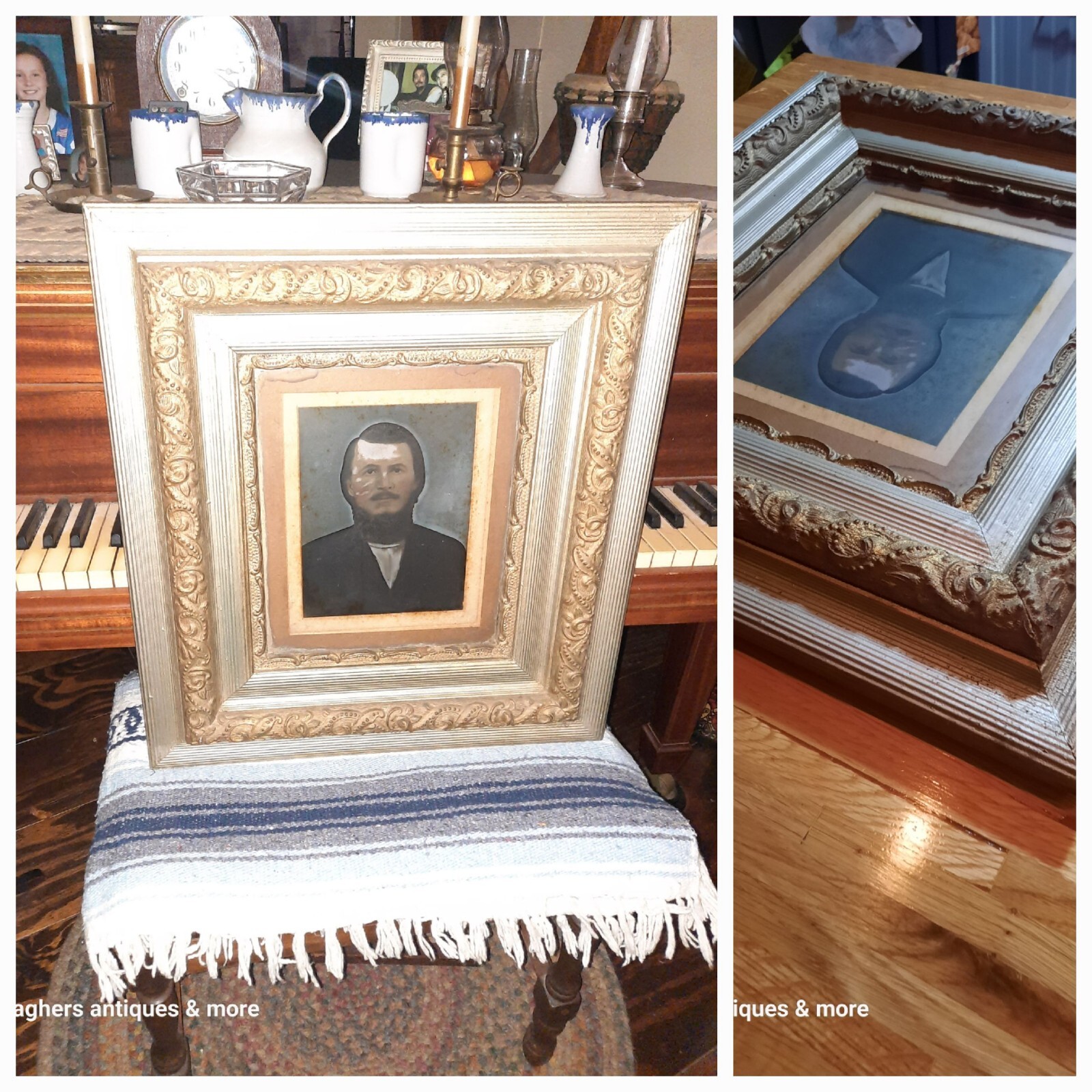 Antique 1800s FULL whole PLATE  Framed Tintype un identified Gentlemen portrait