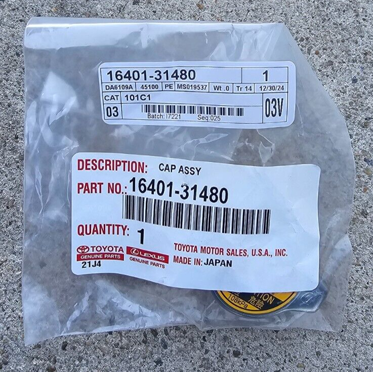 16401-31480 OEM TOYOTA LEXUS RADIATOR CAP SUB ASSEMBLY 2002-2017 MANY MODELS
